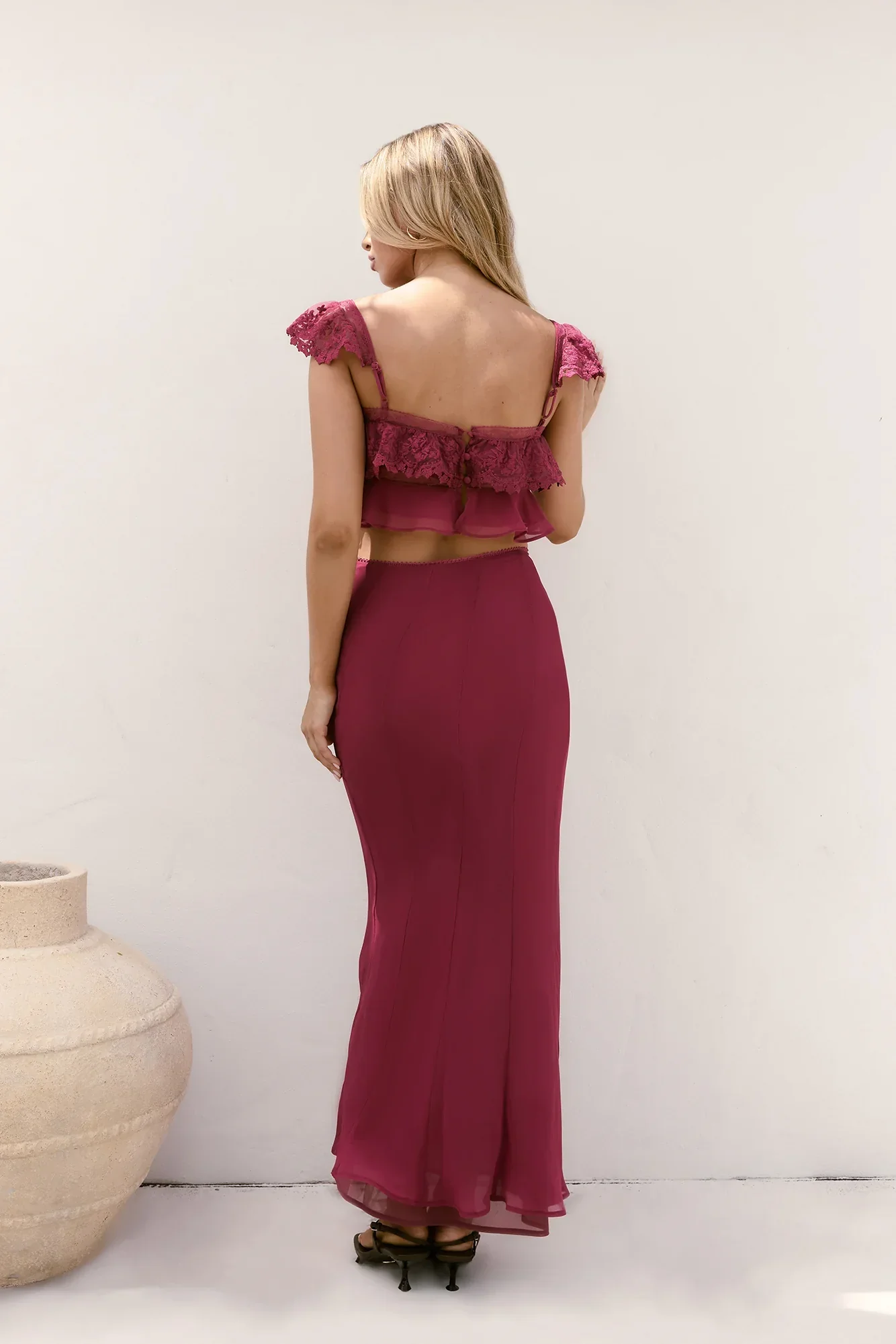 Sweet Silhouette Lace Crop Top Berry
