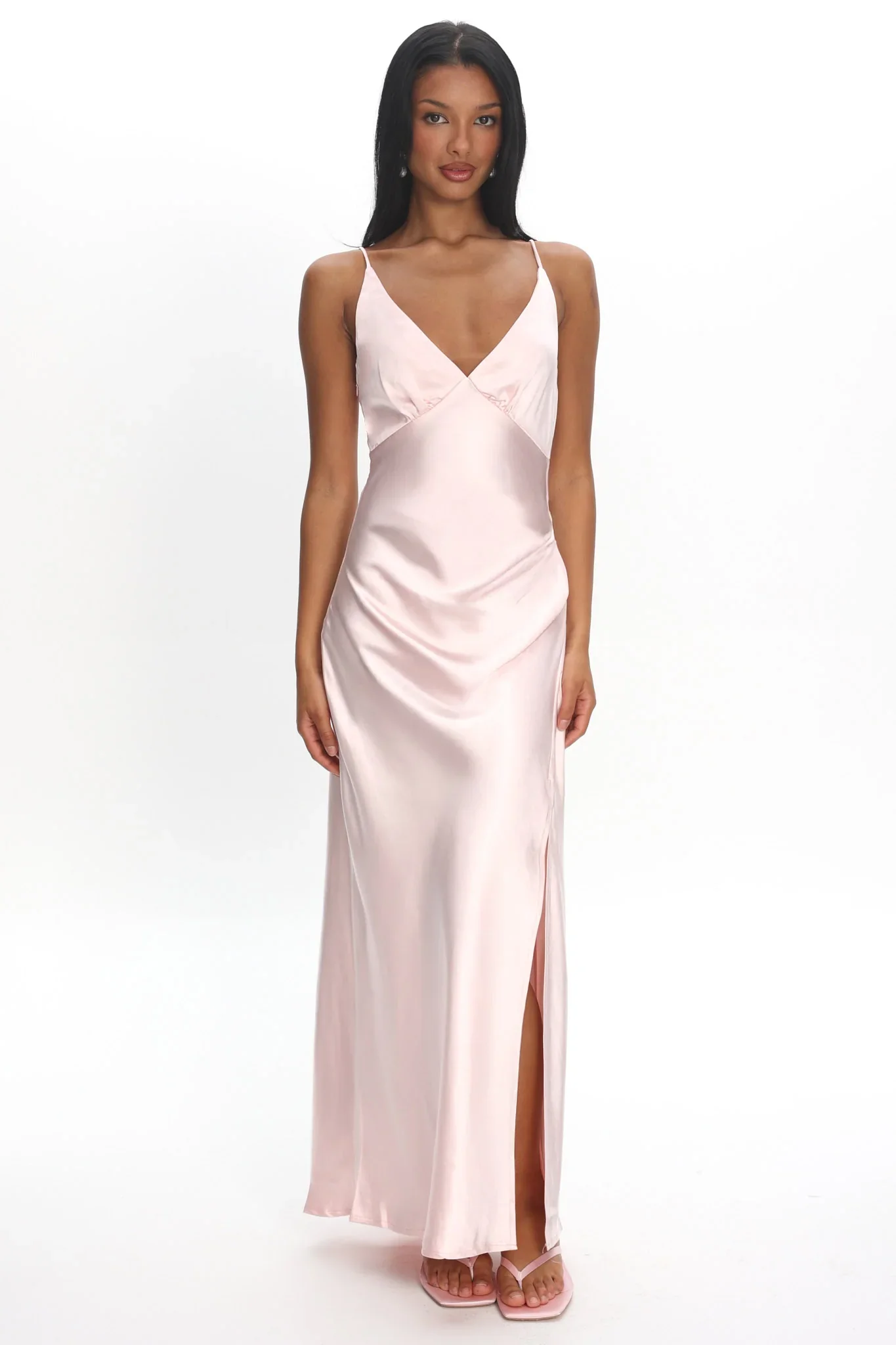 Marlie Side Pleat Maxi Dress Blush