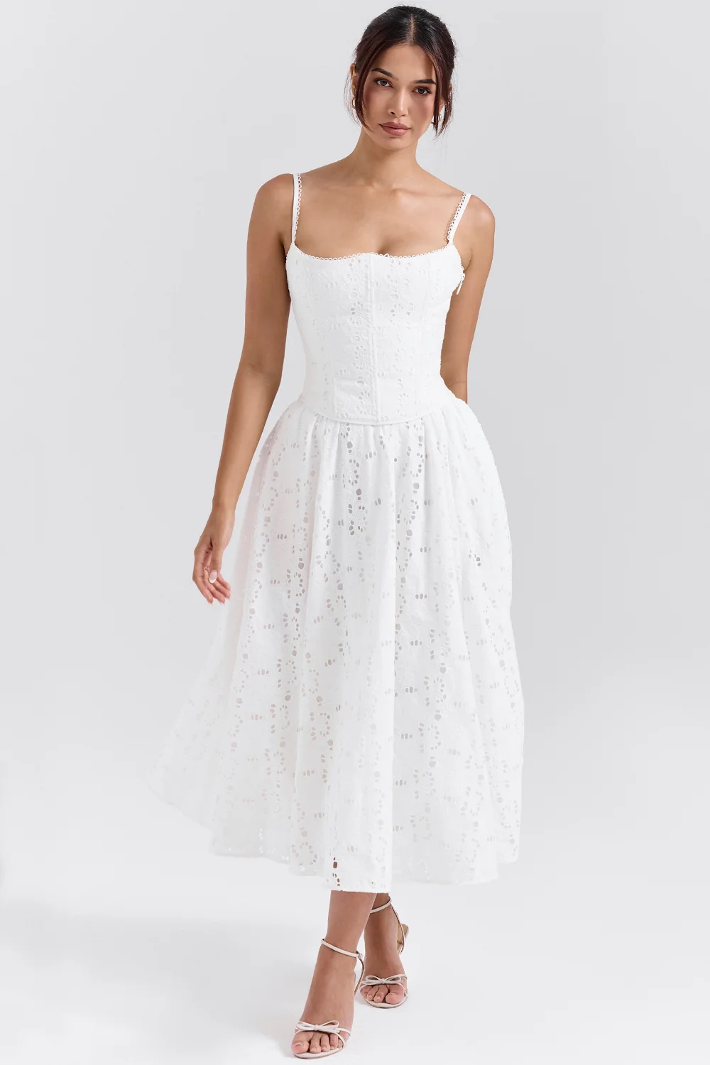 White Broderie Anglais Midi Skirt - luluinthesky