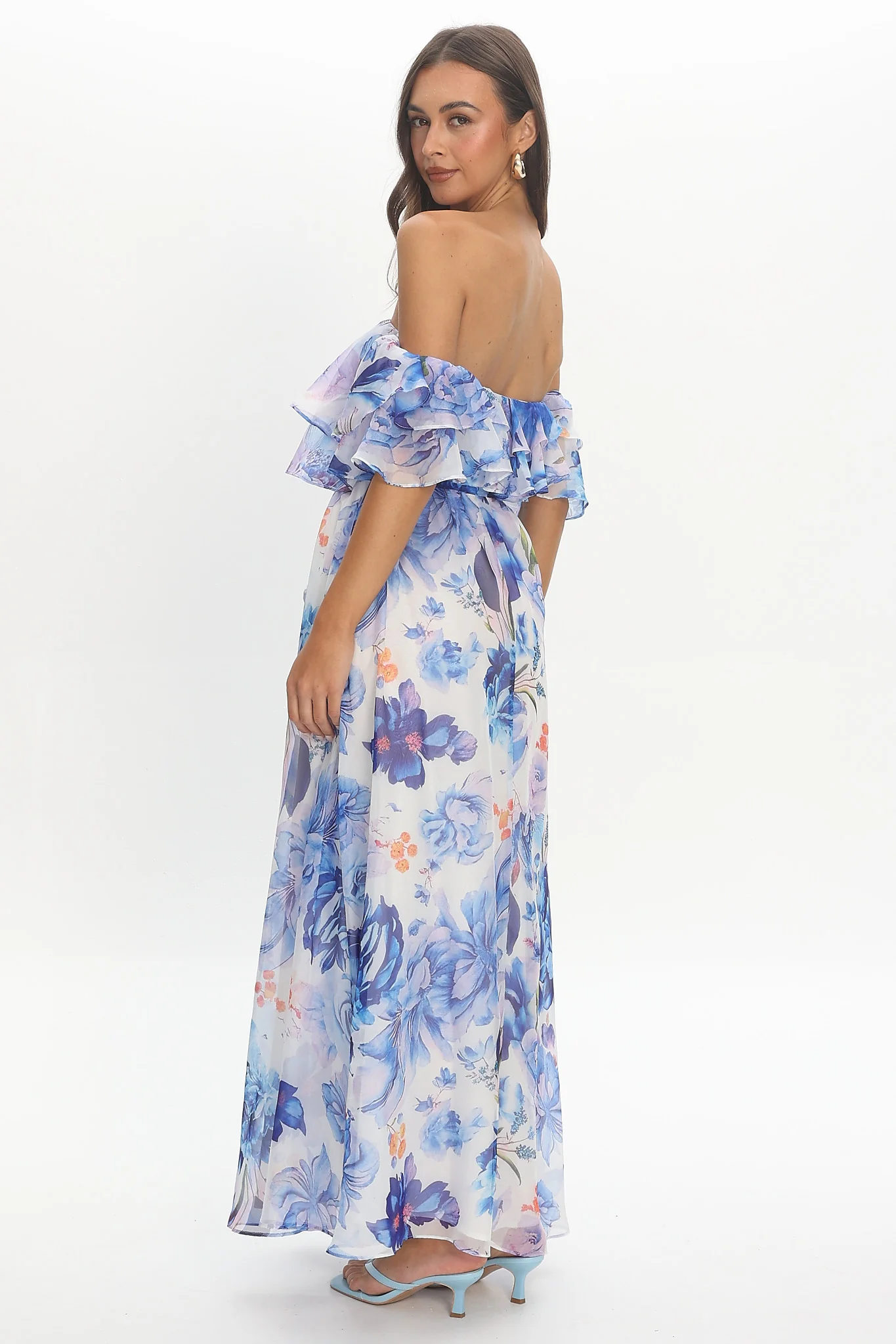 Nanjing Ruffle Maxi Dress Blue - luluinthesky