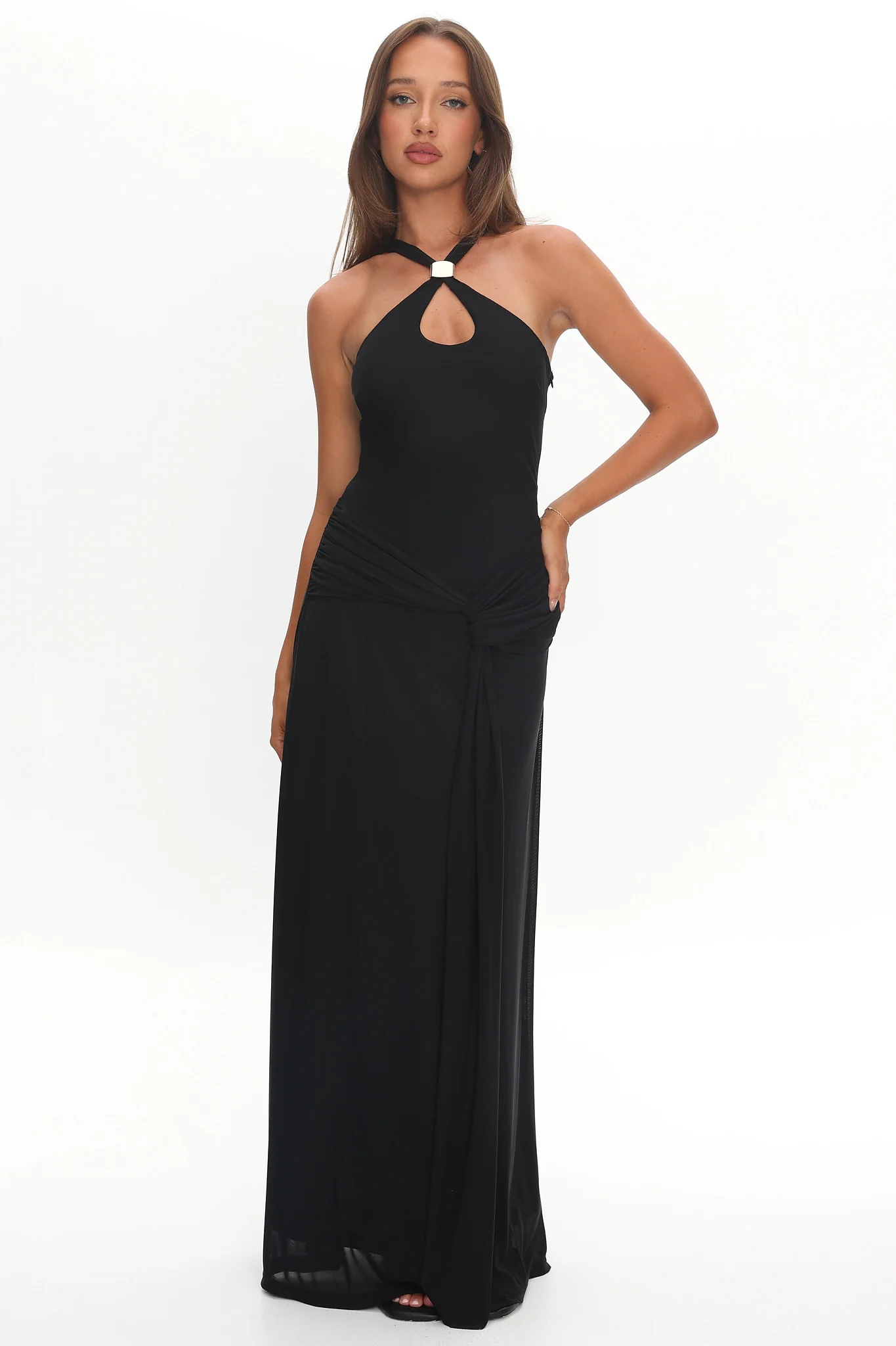 Cresida Keyhole Racerback Maxi Dress Black