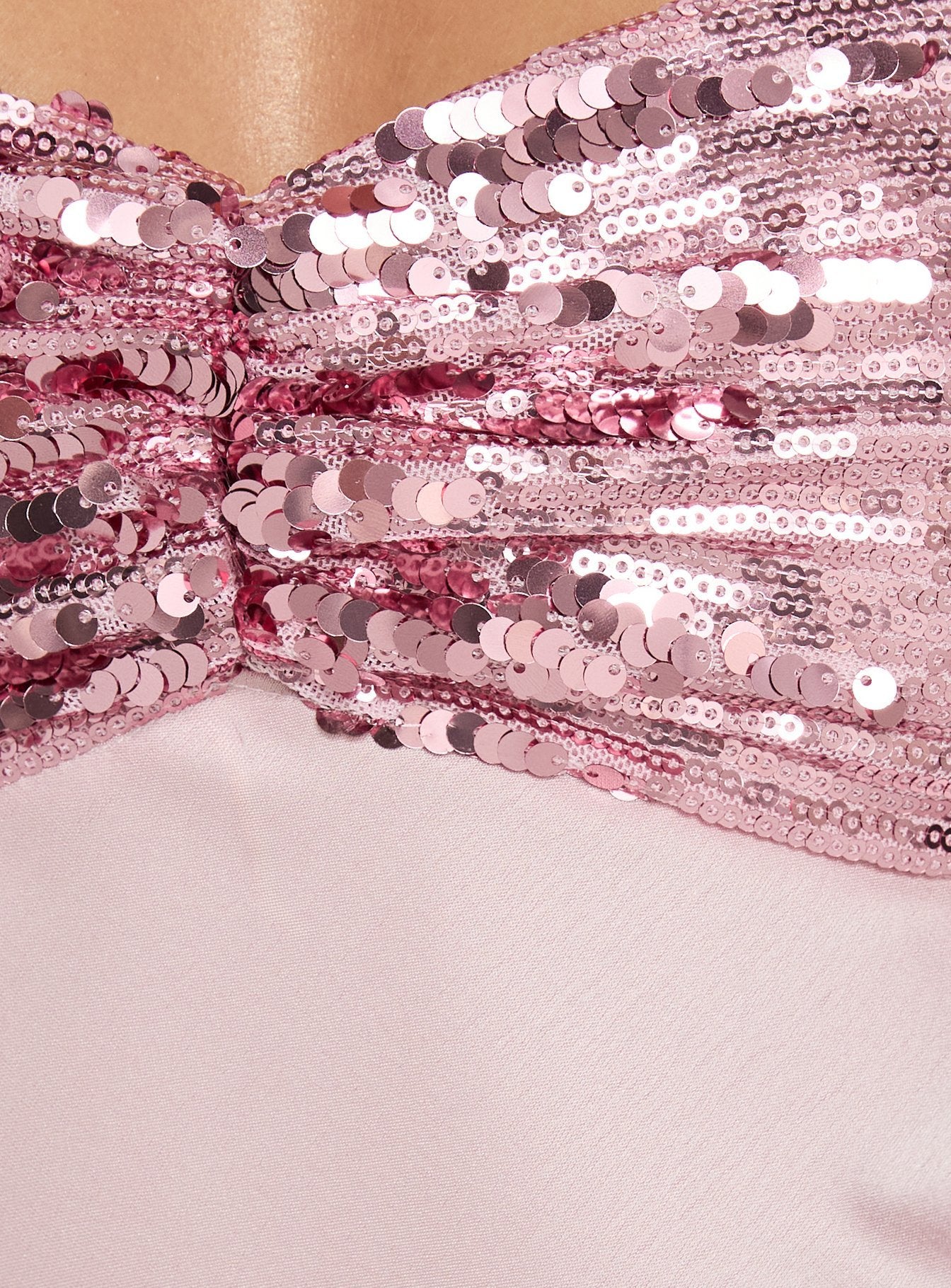 See The Vision Sequin Bust Strapless Maxi Dress Pink - luluinthesky
