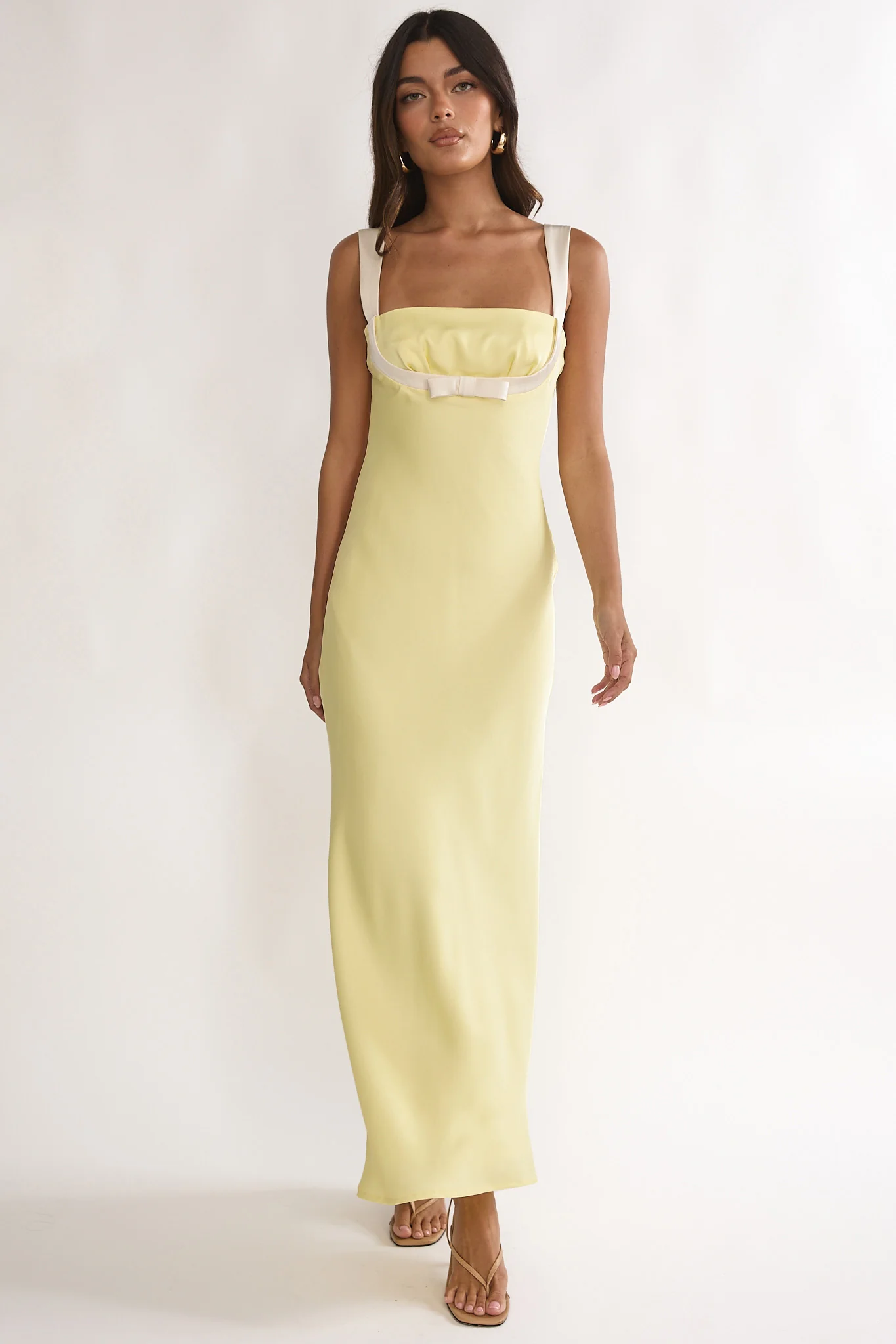 Elowra Bow Bust Maxi Dress Butter - luluinthesky
