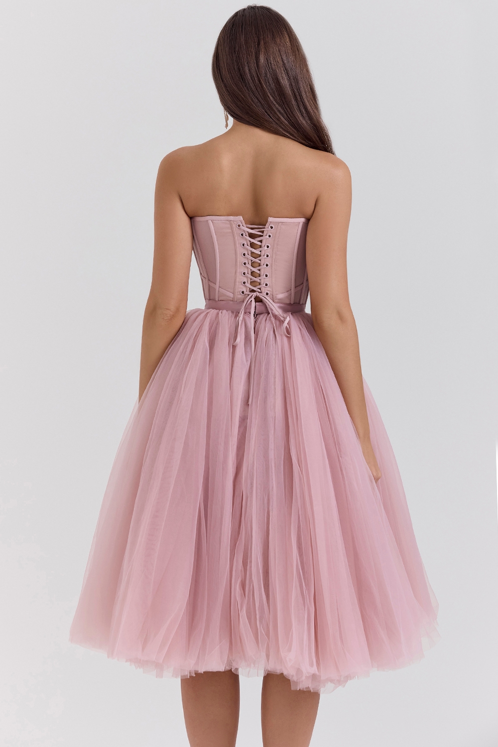 French Rose Tulle Midi Dress