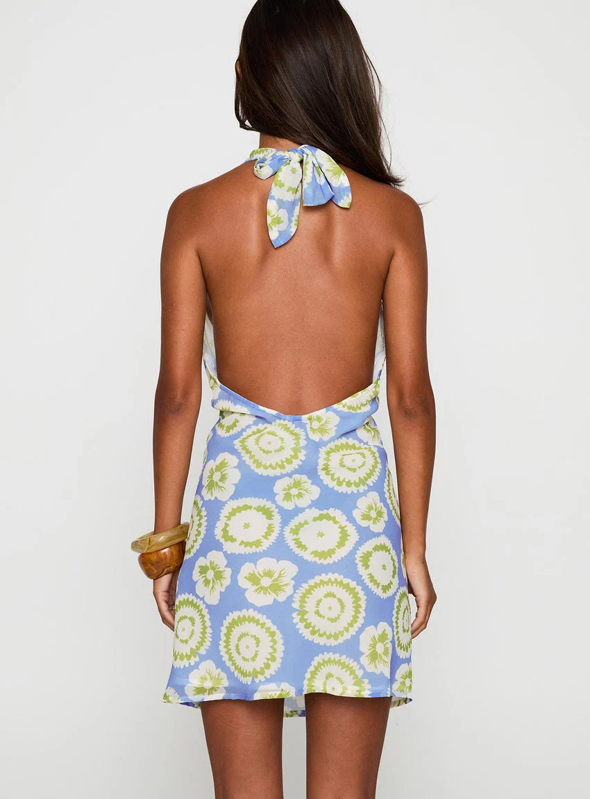 Neelia Mini Dress Blue / Yellow - luluinthesky