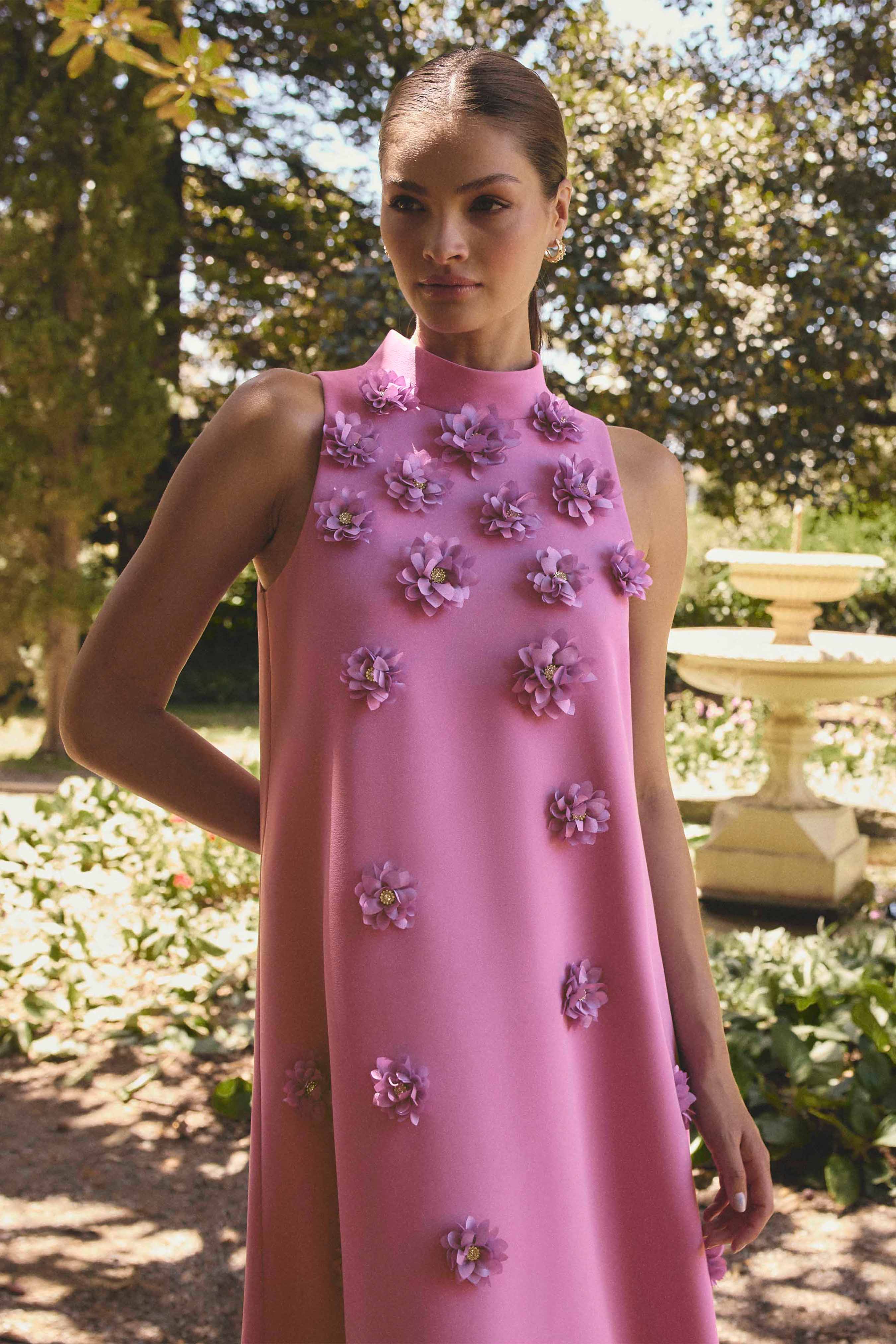 Solenne Halter Maxi Dress in Purple