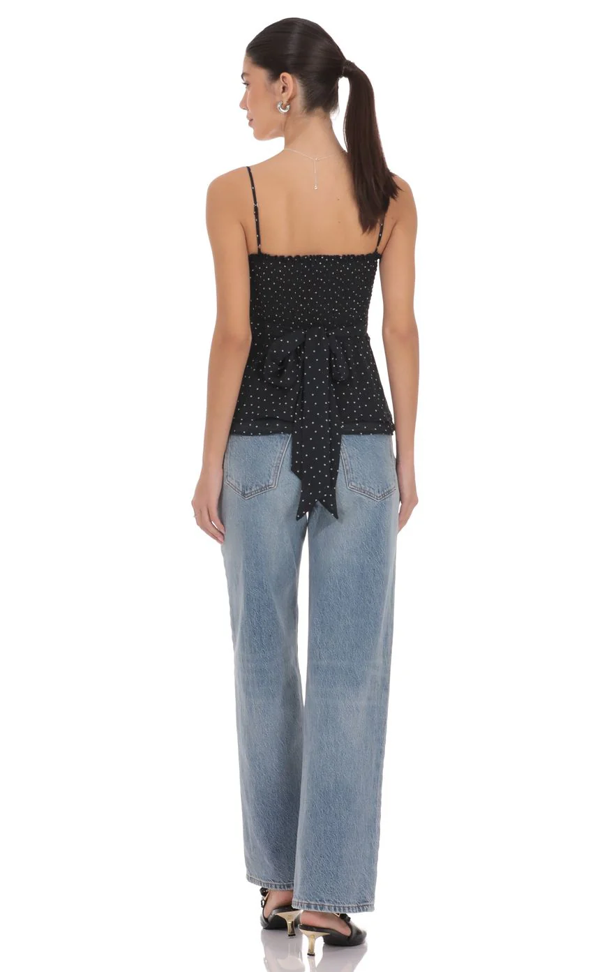 Polka Dot Peplum Top in Black - luluinthesky