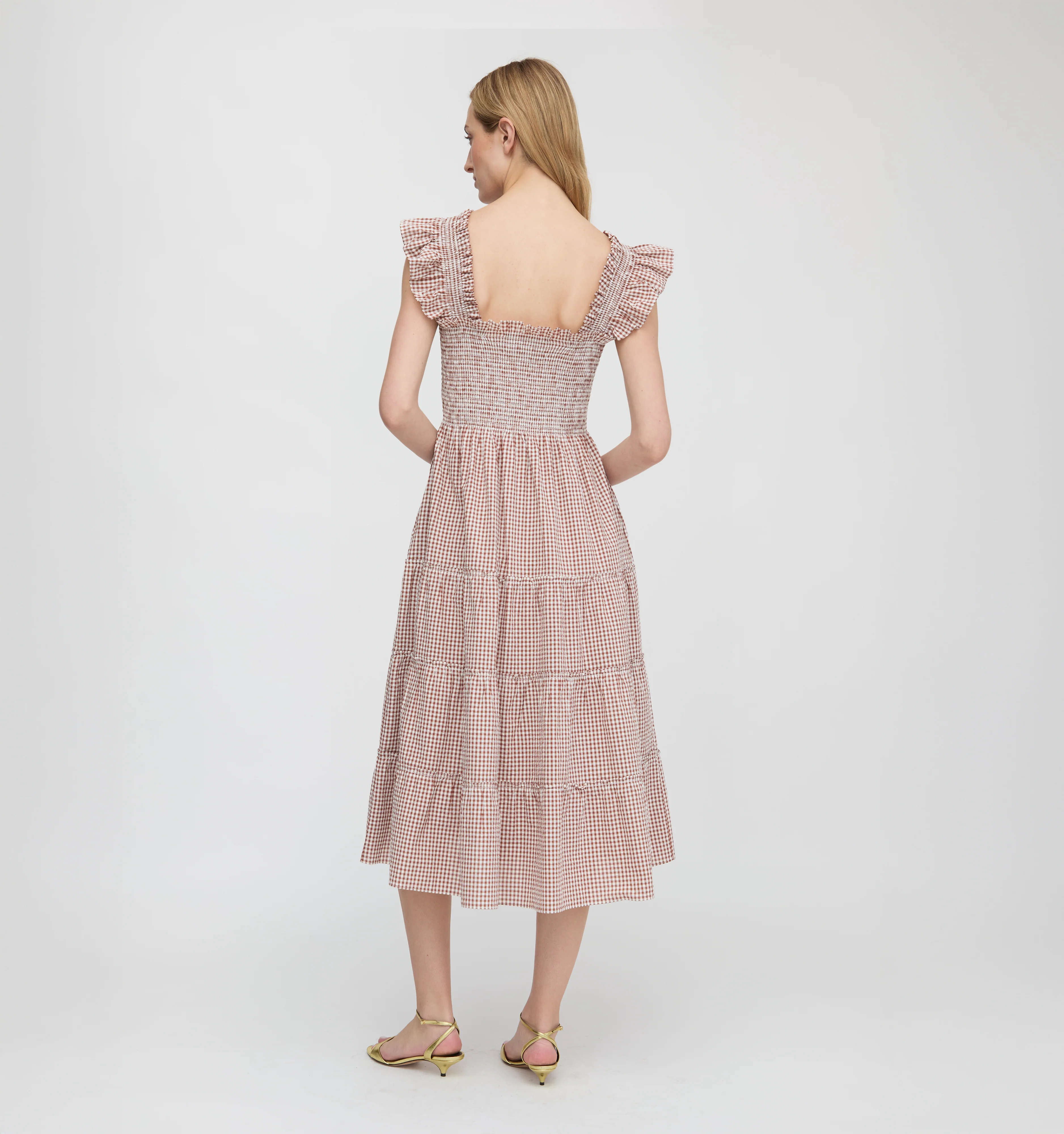 The Ellie Nap Dress - Cognac Gingham