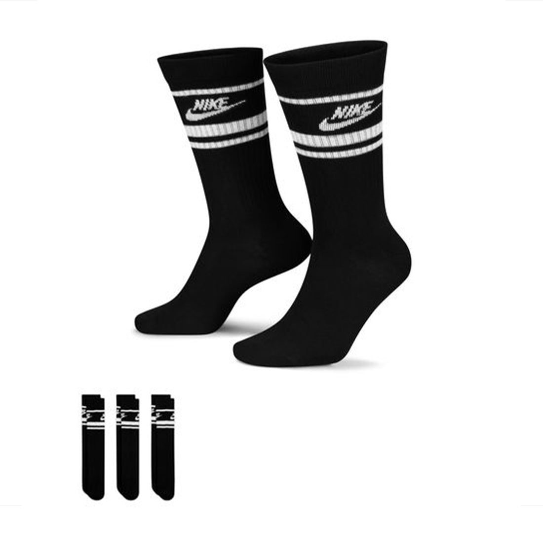 NIKE Sportswear Everyday Essential Crew Socks (3 Pairs) BLACK