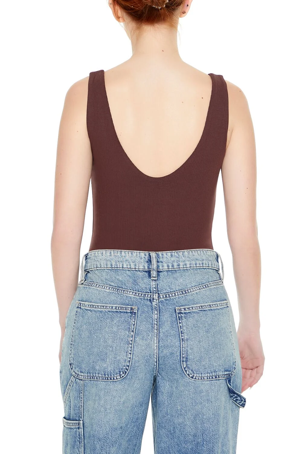 Textured V-Back Tank Bodysuit