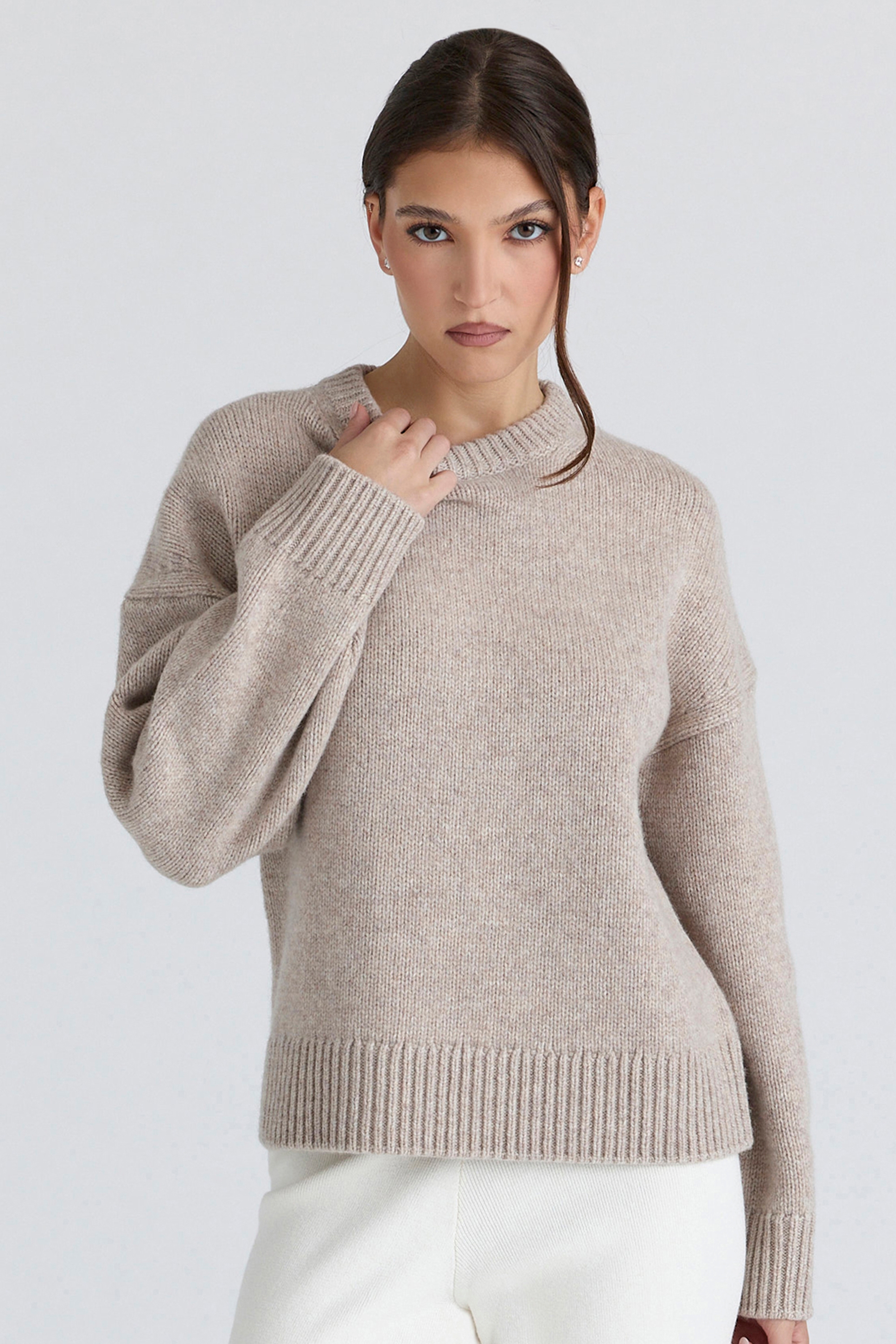 oatmeal wool chunky knit sweater