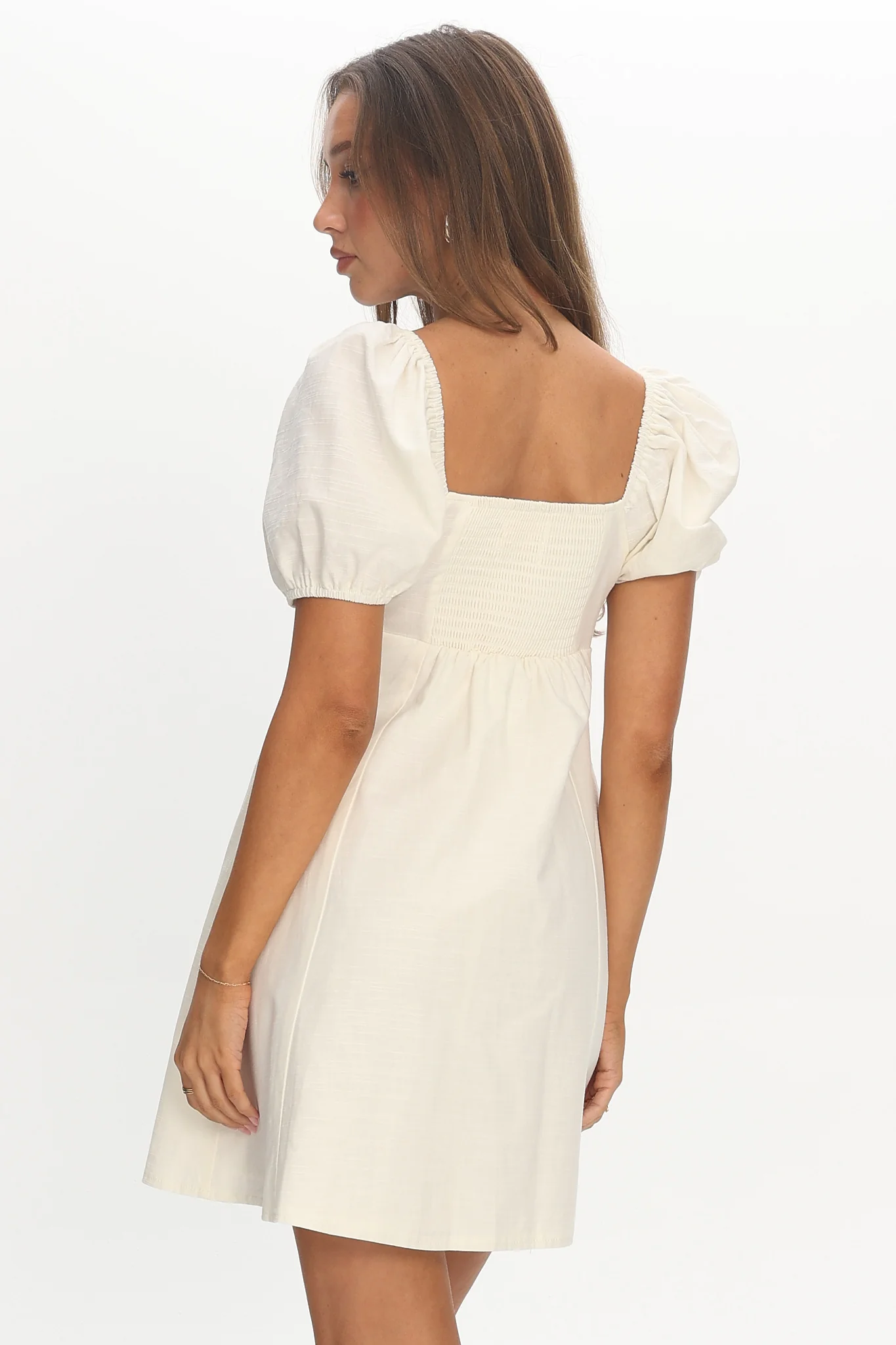 Highlight Reels Puff Sleeve Lace Mini Dress Cream - luluinthesky