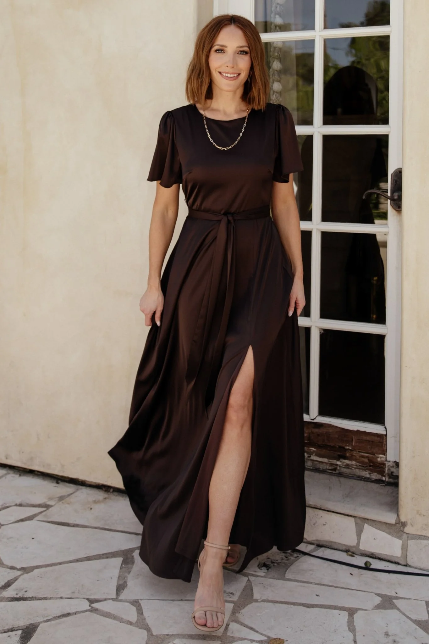 Agnes Satin Maxi Dress | Espresso - luluinthesky