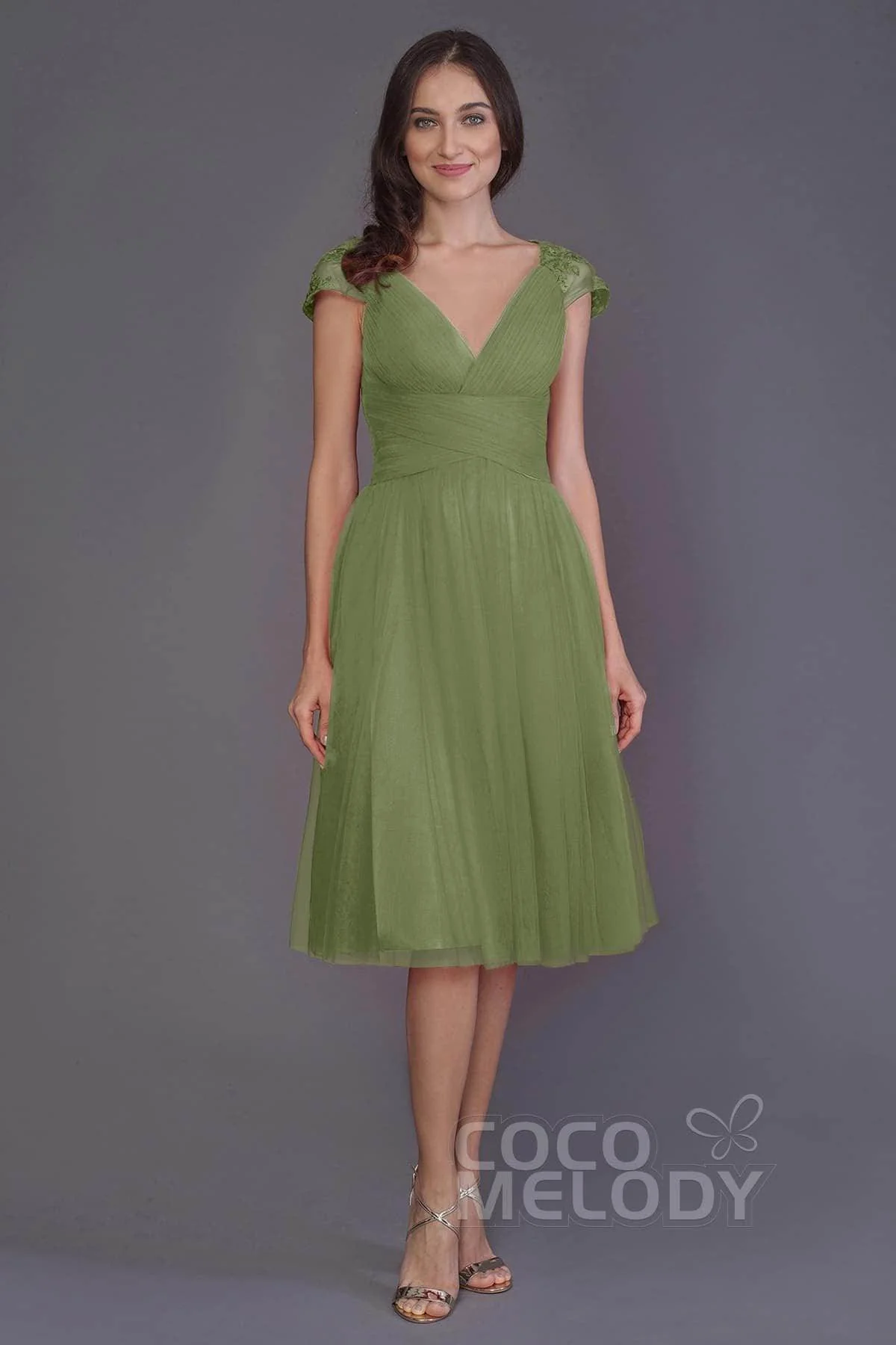 A-Line Knee Length Tulle Bridesmaid Dress PR3515