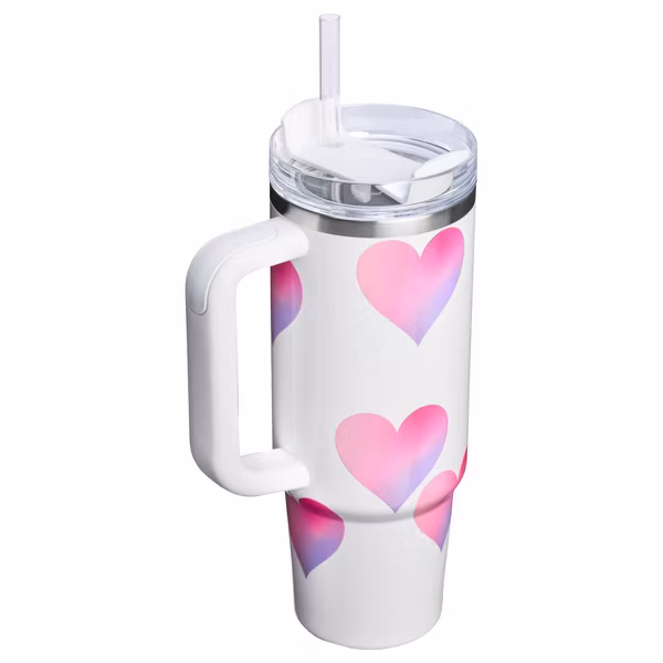 Stanley Valentine's Day 30 oz Stainless Steel H2.0 Flowstate Quencher Tumbler Frost Heart Gradient