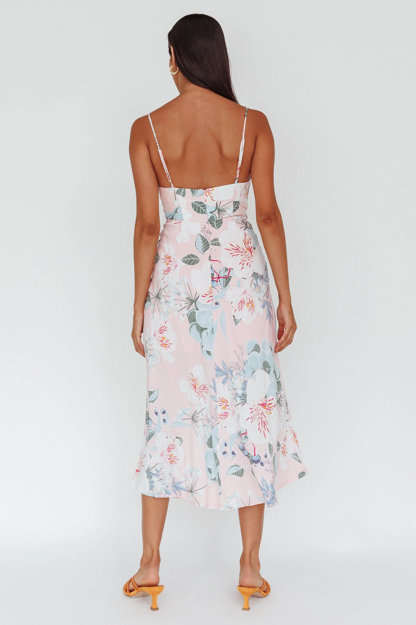 Suki Front Split Midi Dress Lily Light Pink