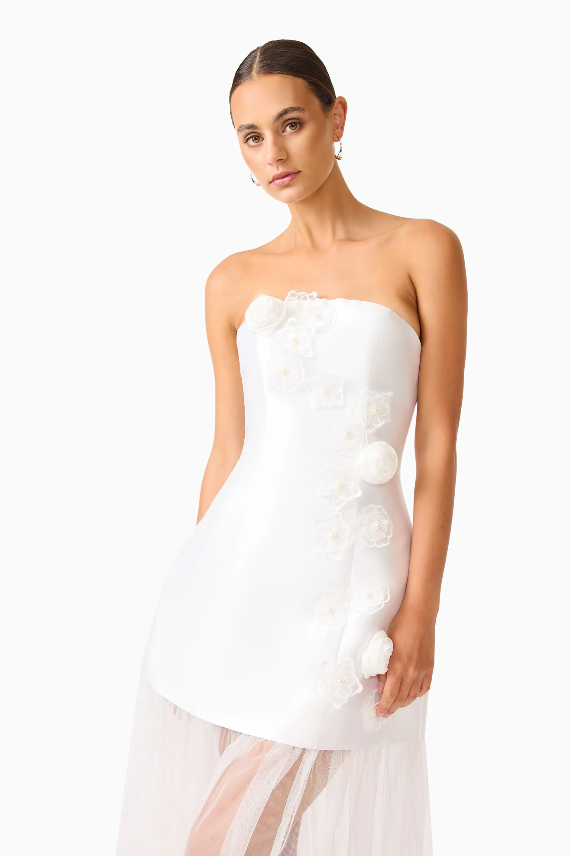 Oleander Strapless Maxi Dress In White
