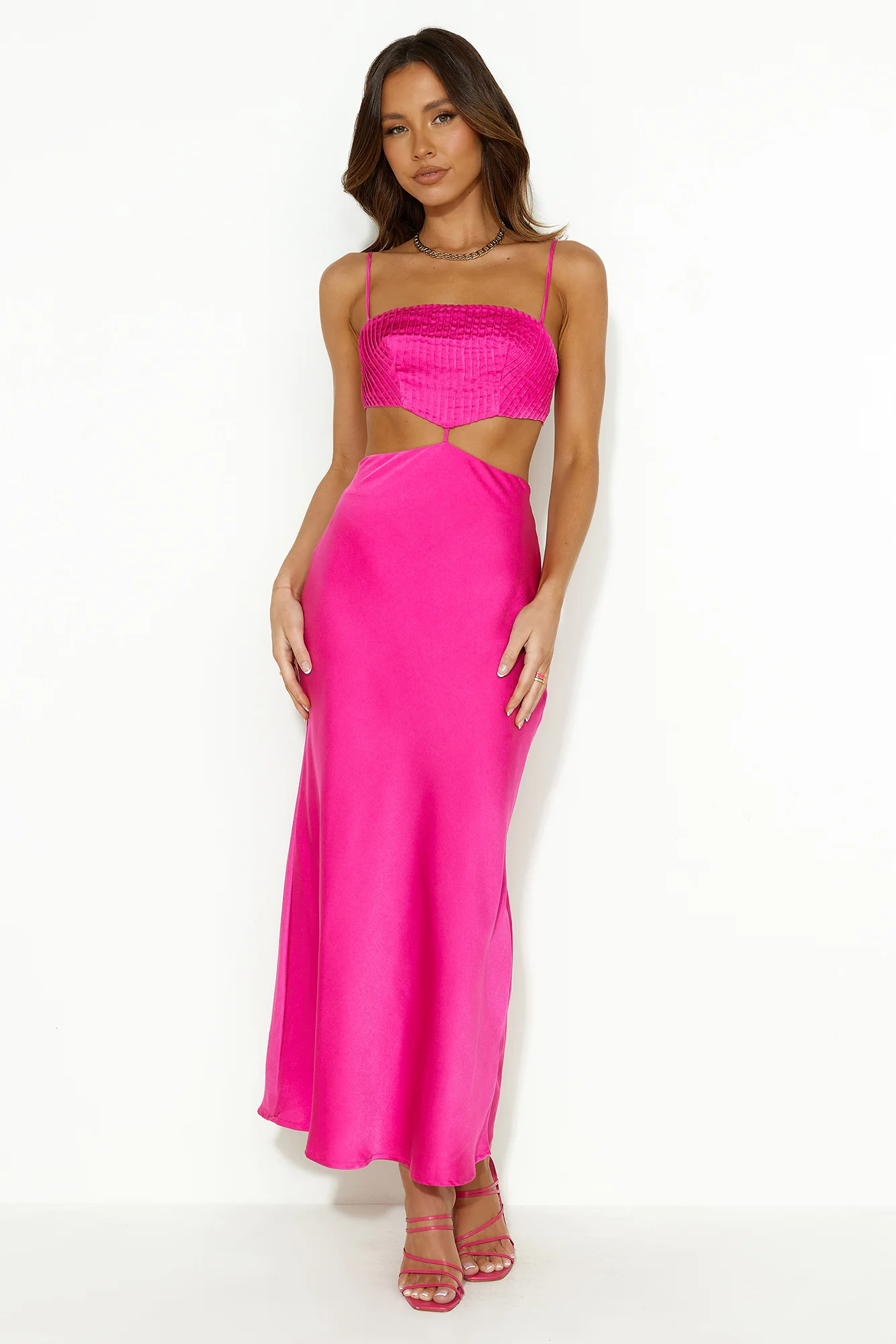 Decision Made Satin Midi Dress Pink