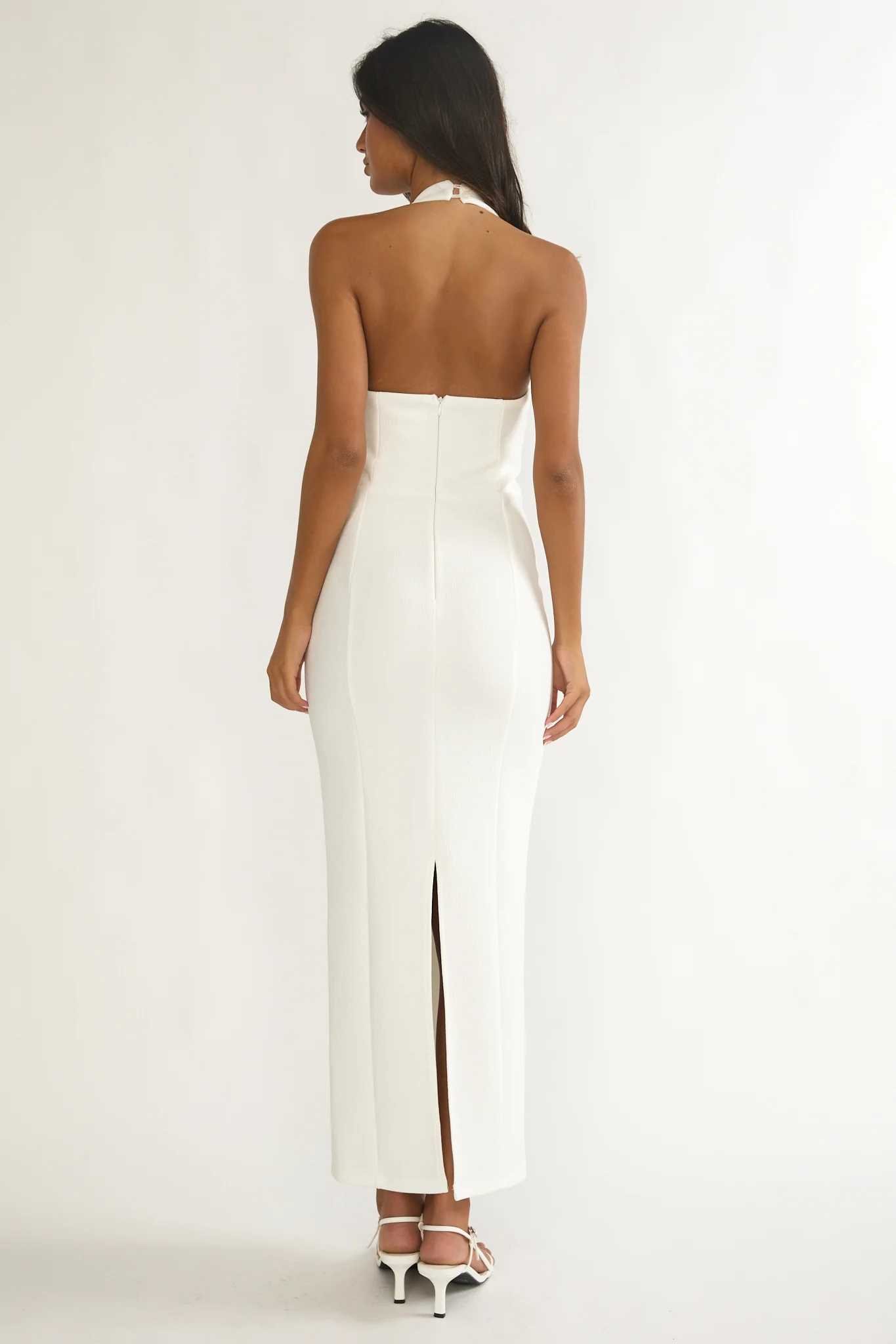 Shailyn Scoop Neck Halter Maxi Dress White - luluinthesky