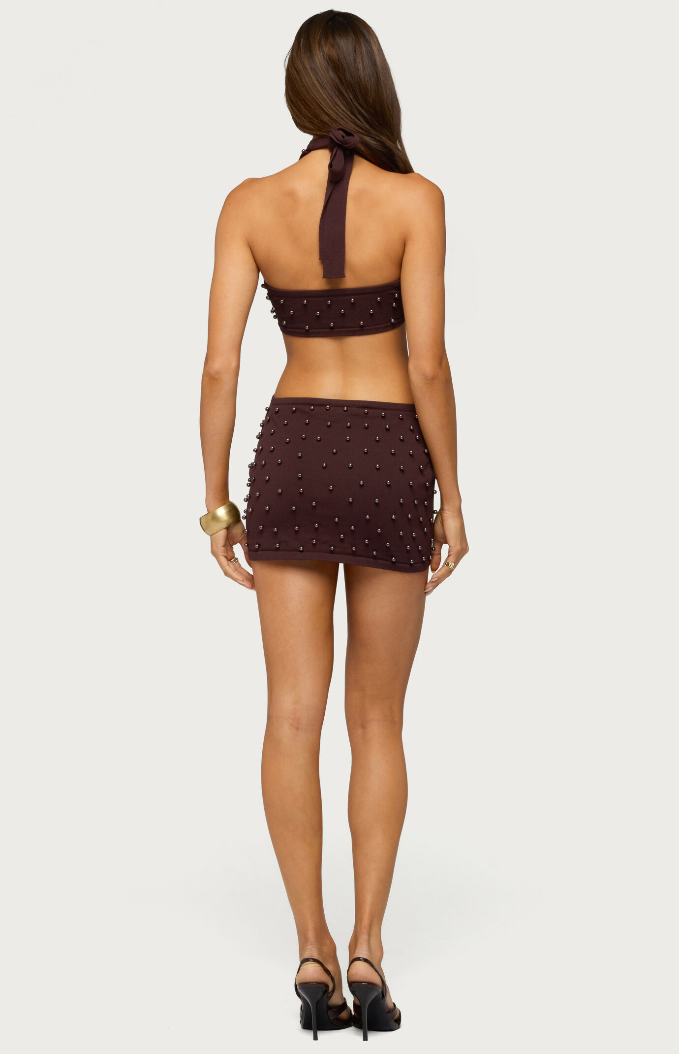 Edikted Kelcey Bead Cutout Knit Mini Dress