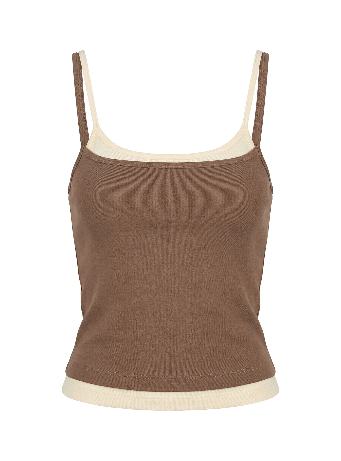 Maeka Layered Jersey Tank Top Brown / Cream