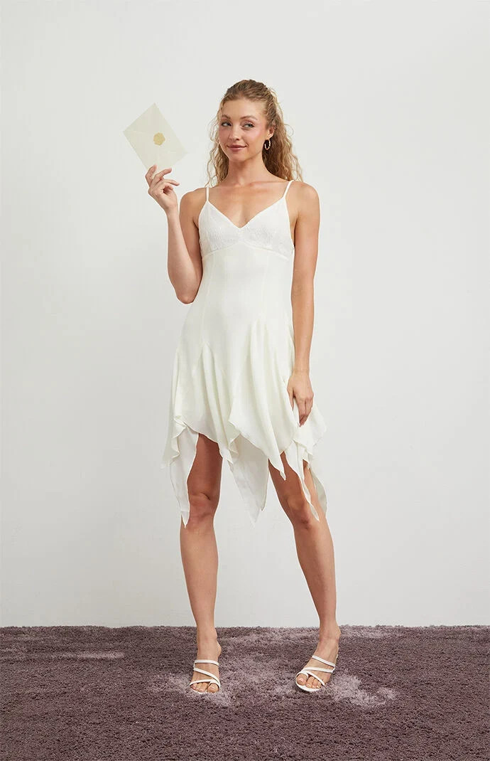 Beverly and Beck Lace Bustier Ruffle Hem Mini Dress