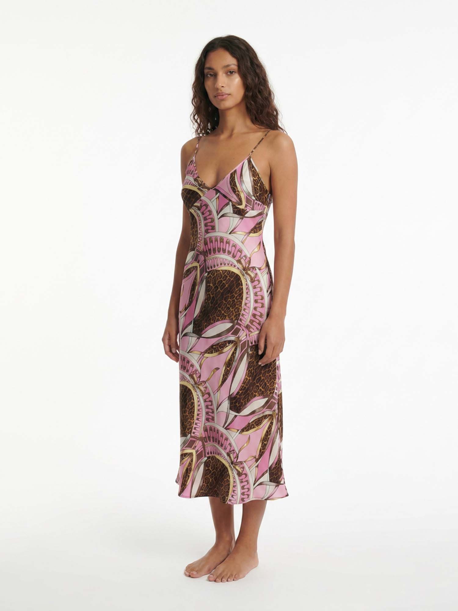 Soft Pattern Slip Midi Dress