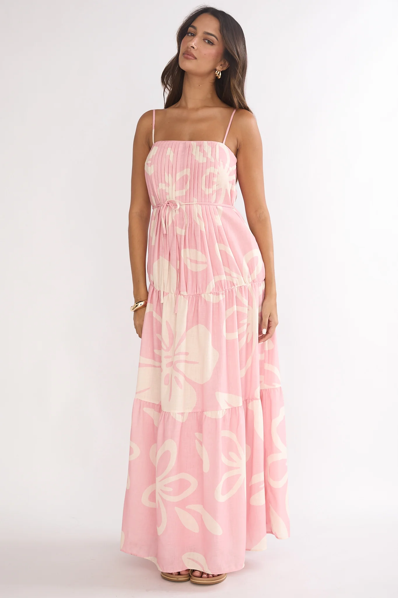 Lysette Pintuck Pleat Maxi Dress Floral