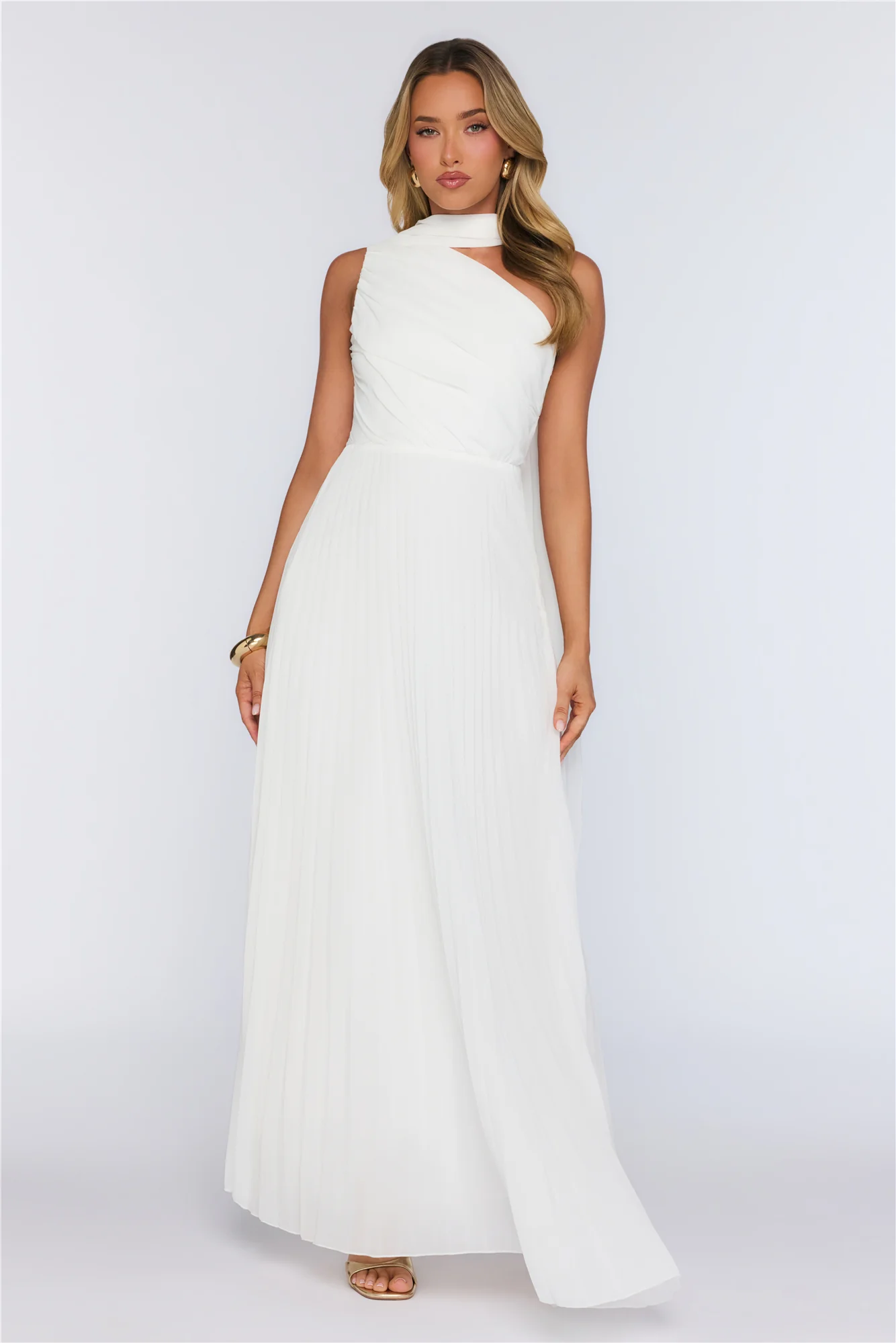 Rosy Romance One Shoulder Maxi Dress White
