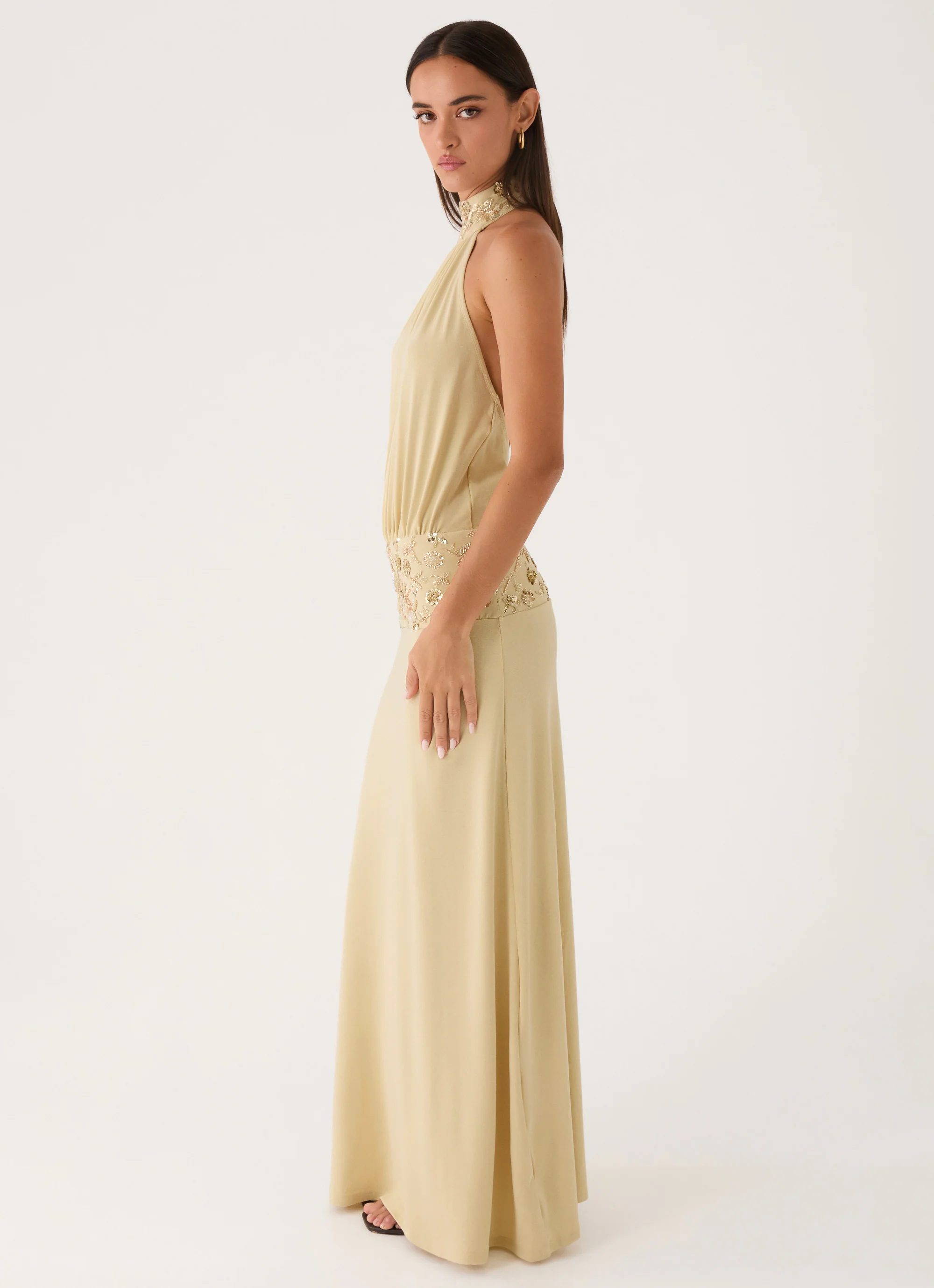 Donyale Halter Maxi Dress - Pale Olive