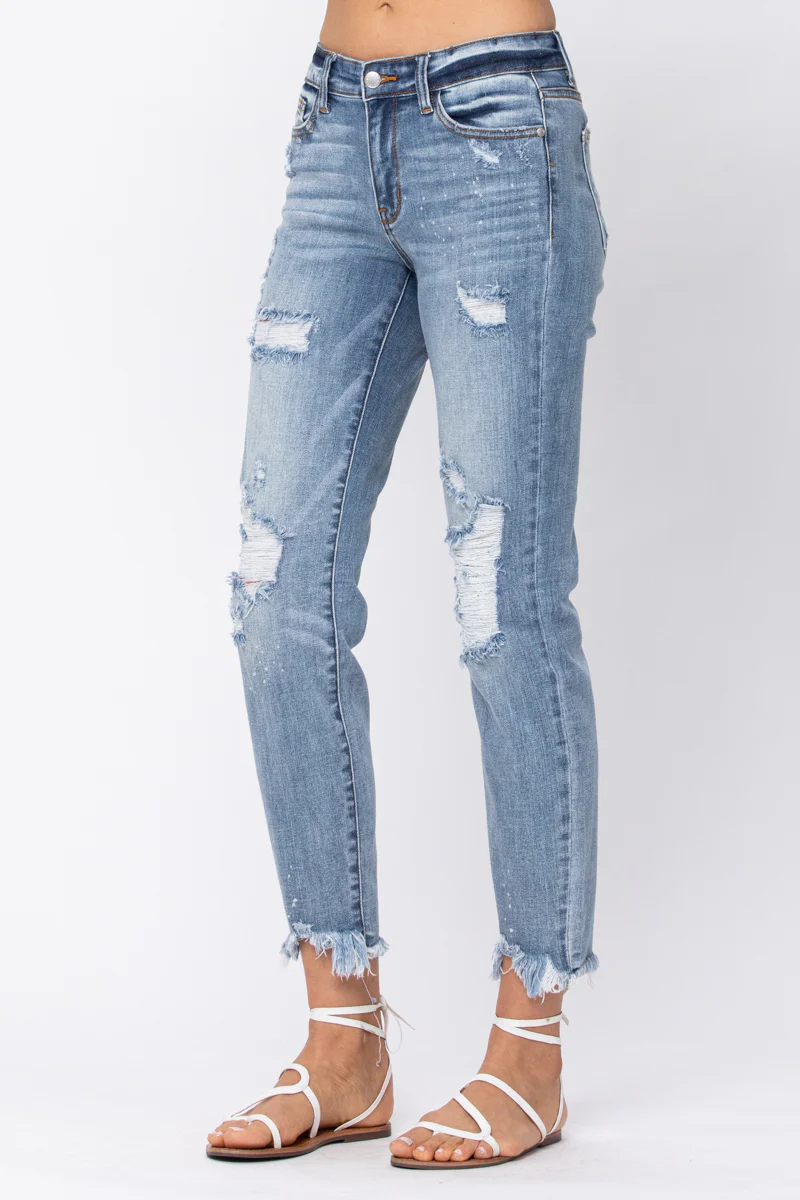 Alexis Light Bleach Splash Boyfriend Jeans