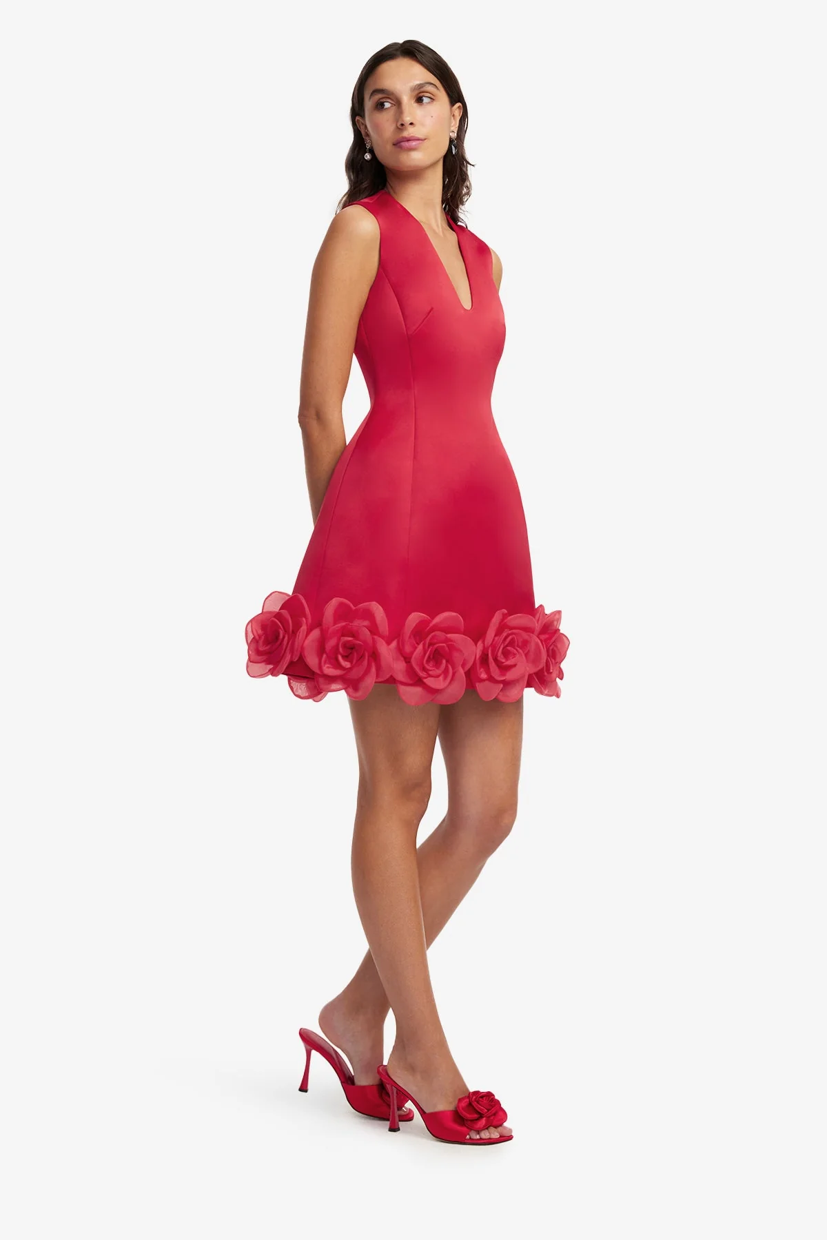 Bree V Neck Mini Dress - Scarlet