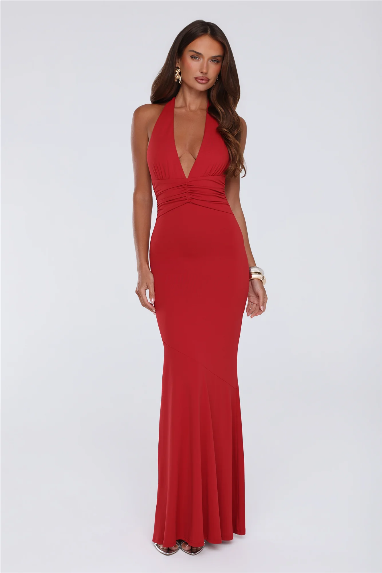 Chic Spark Halter Maxi Dress Red
