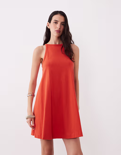 mini trapeze dress in red