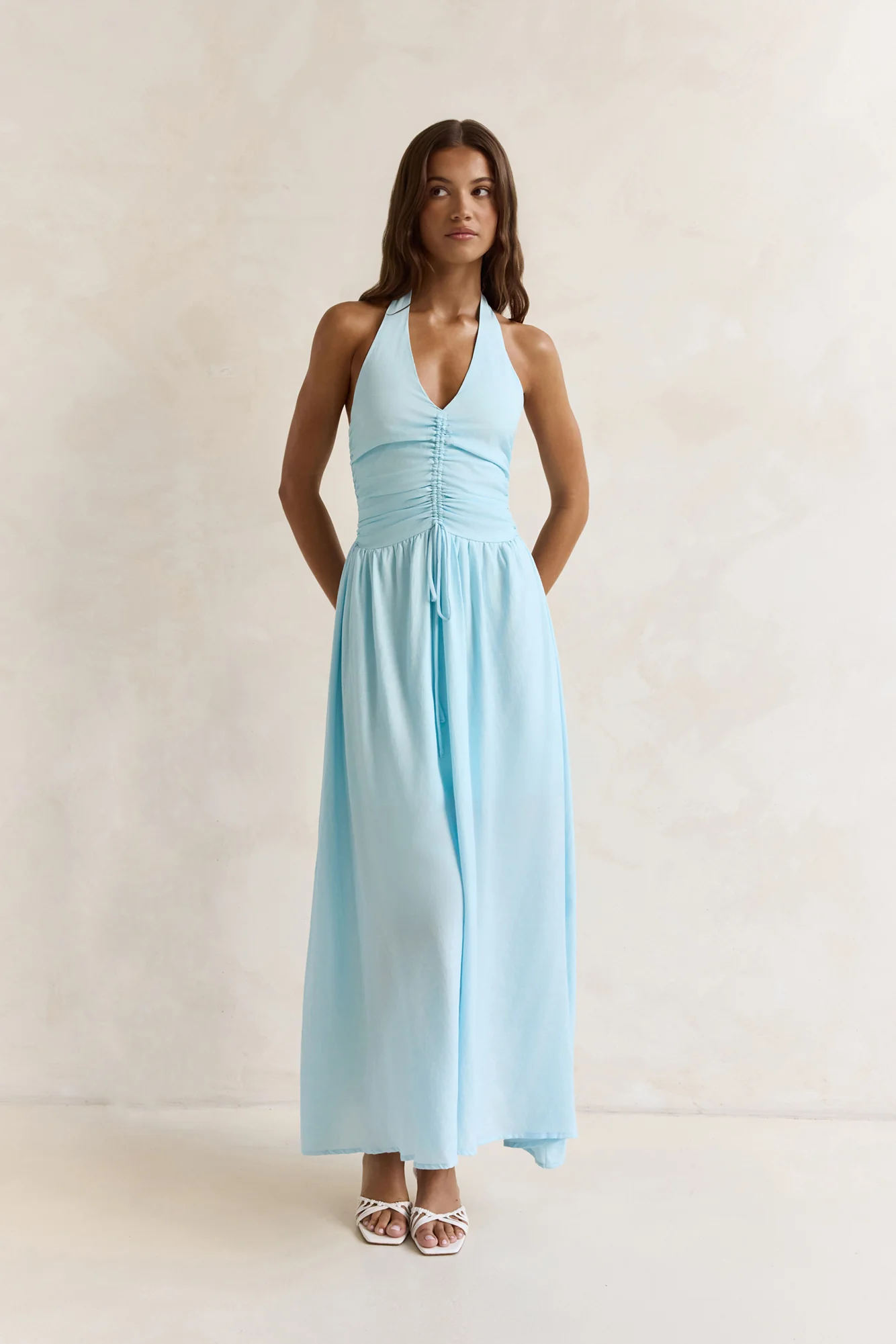 Heart Of Ours Halter Maxi Dress Blue