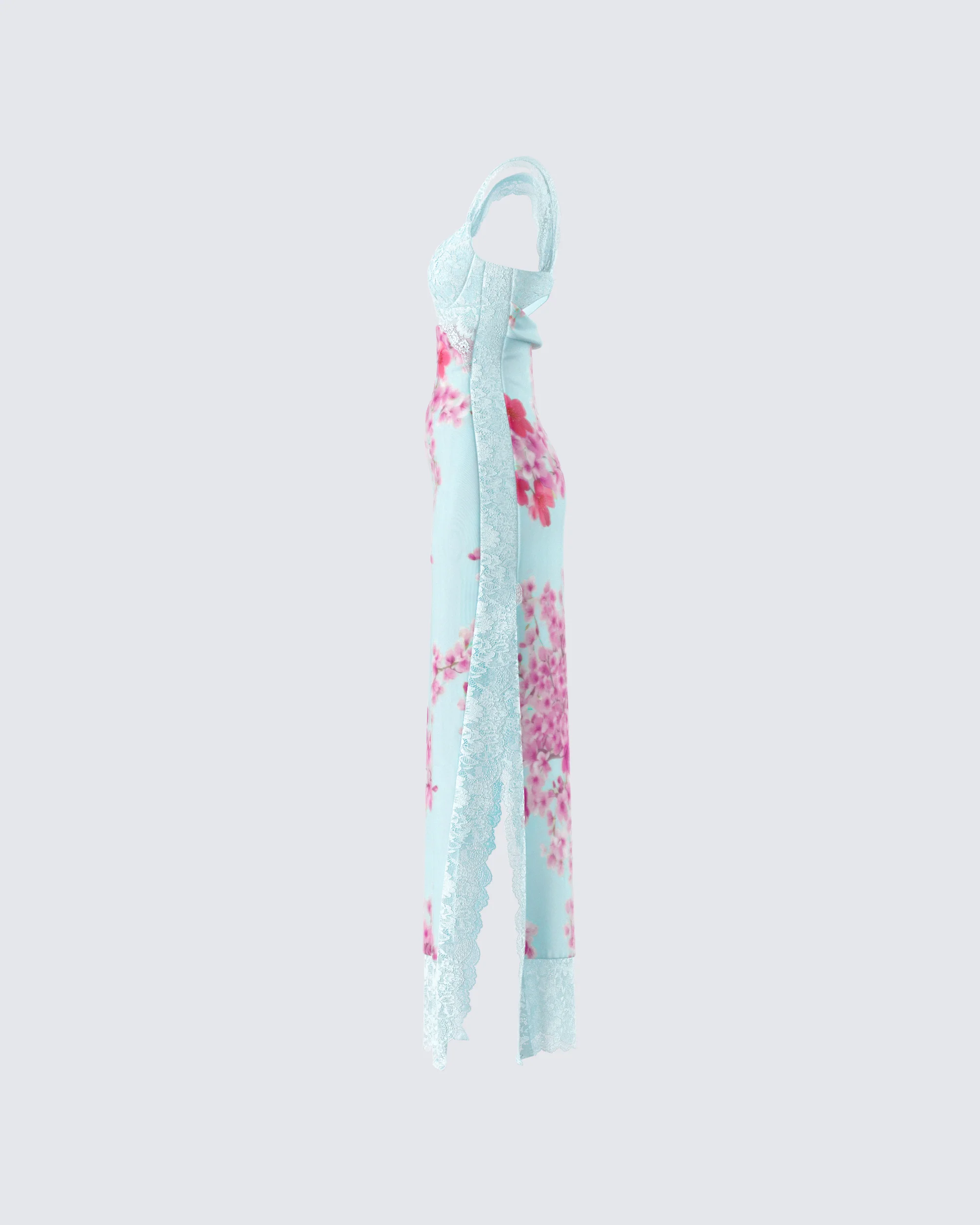 Ryliana Green Floral Mesh Maxi Dress