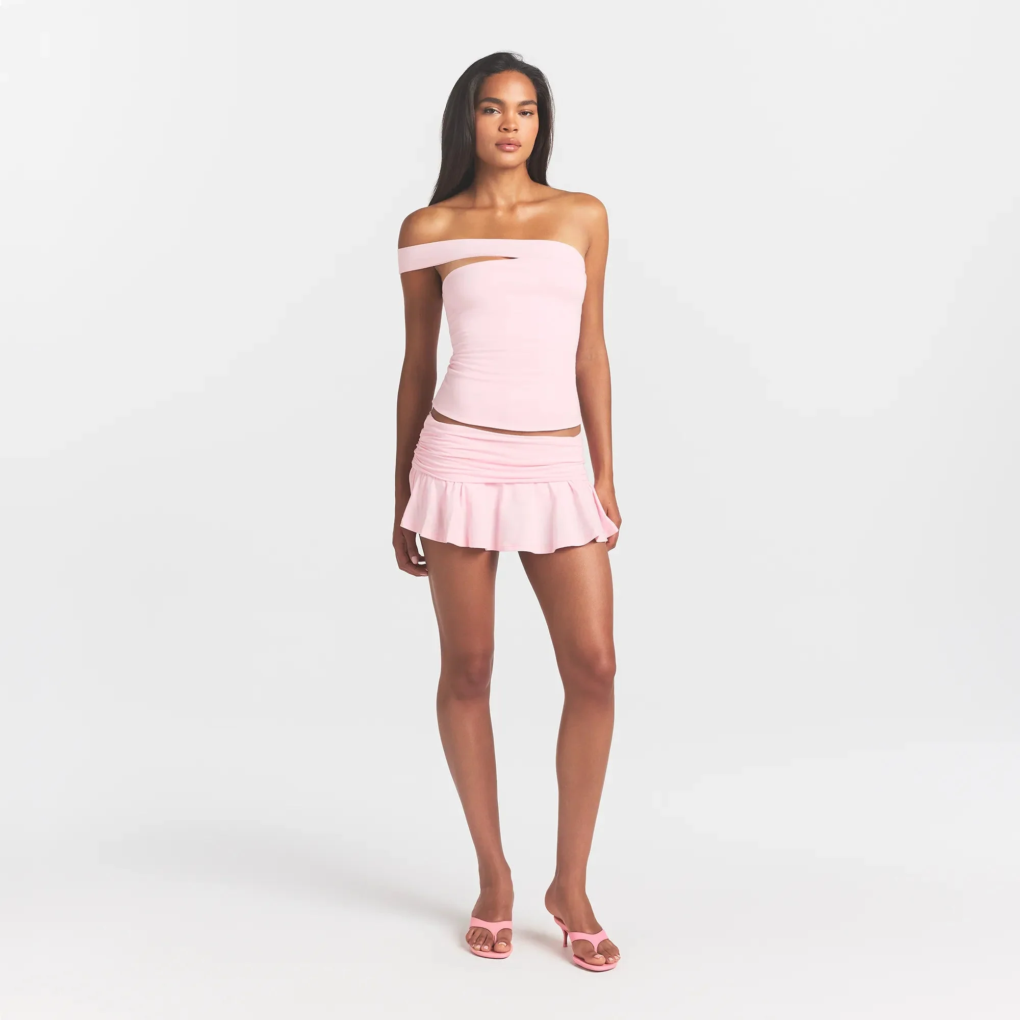 Cotton Jersey Asymmetrical Top - Cherry Blossom