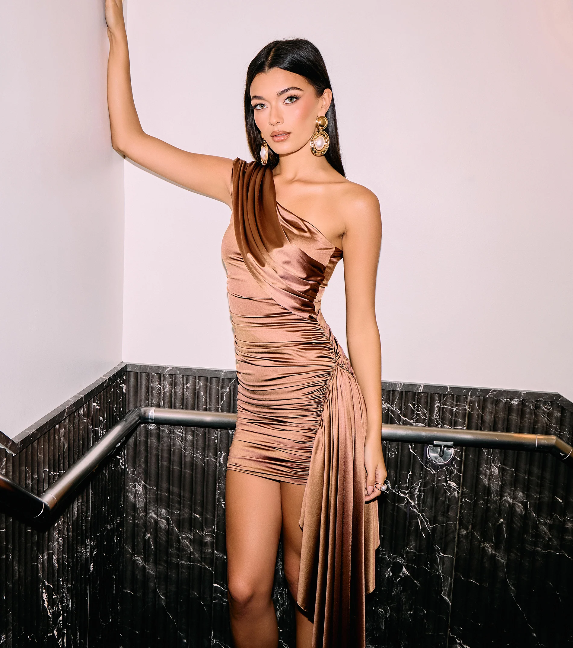 Davina Satin Bodycon Sash Mini Dress