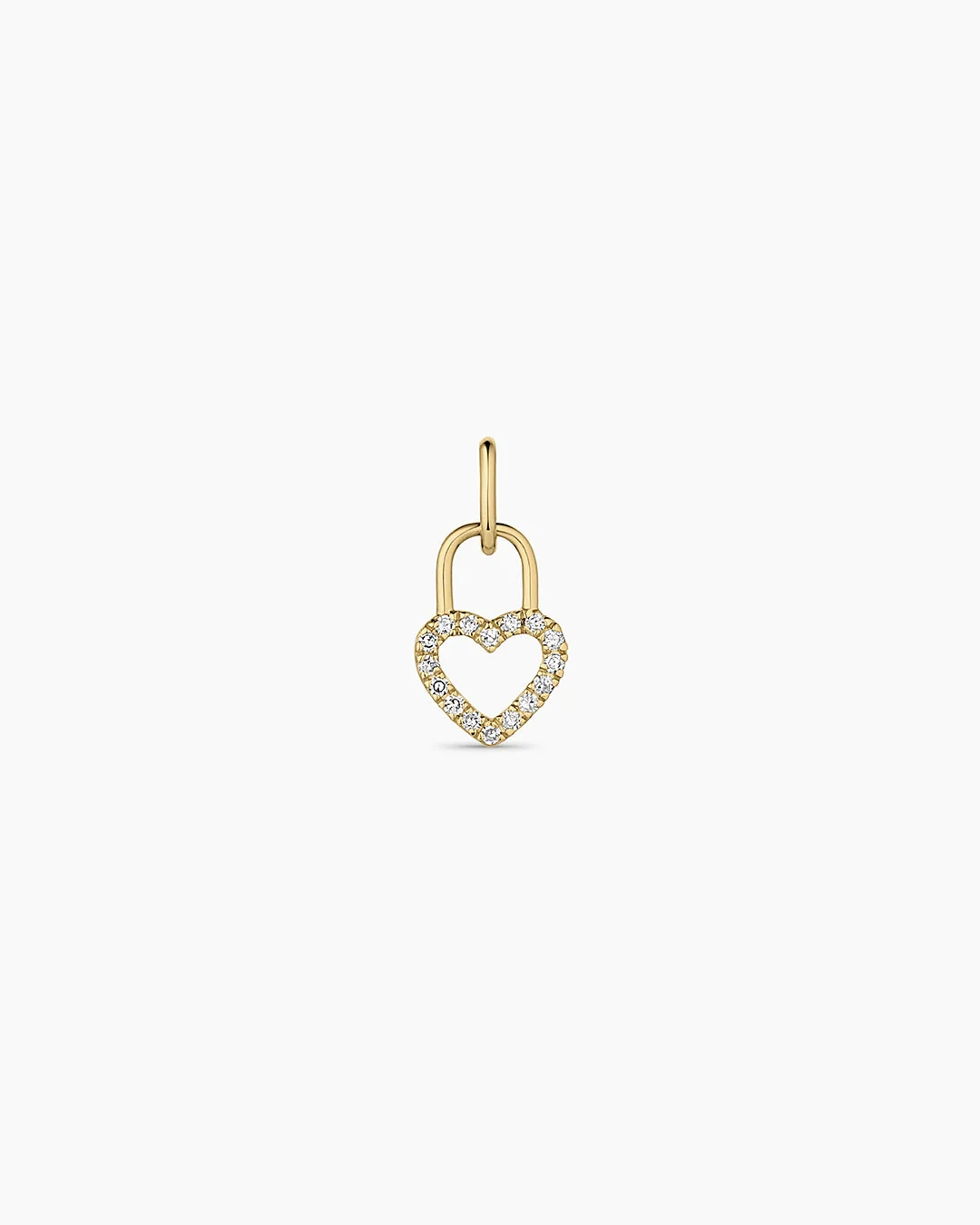 14K Diamond Heart Padlock Charm
