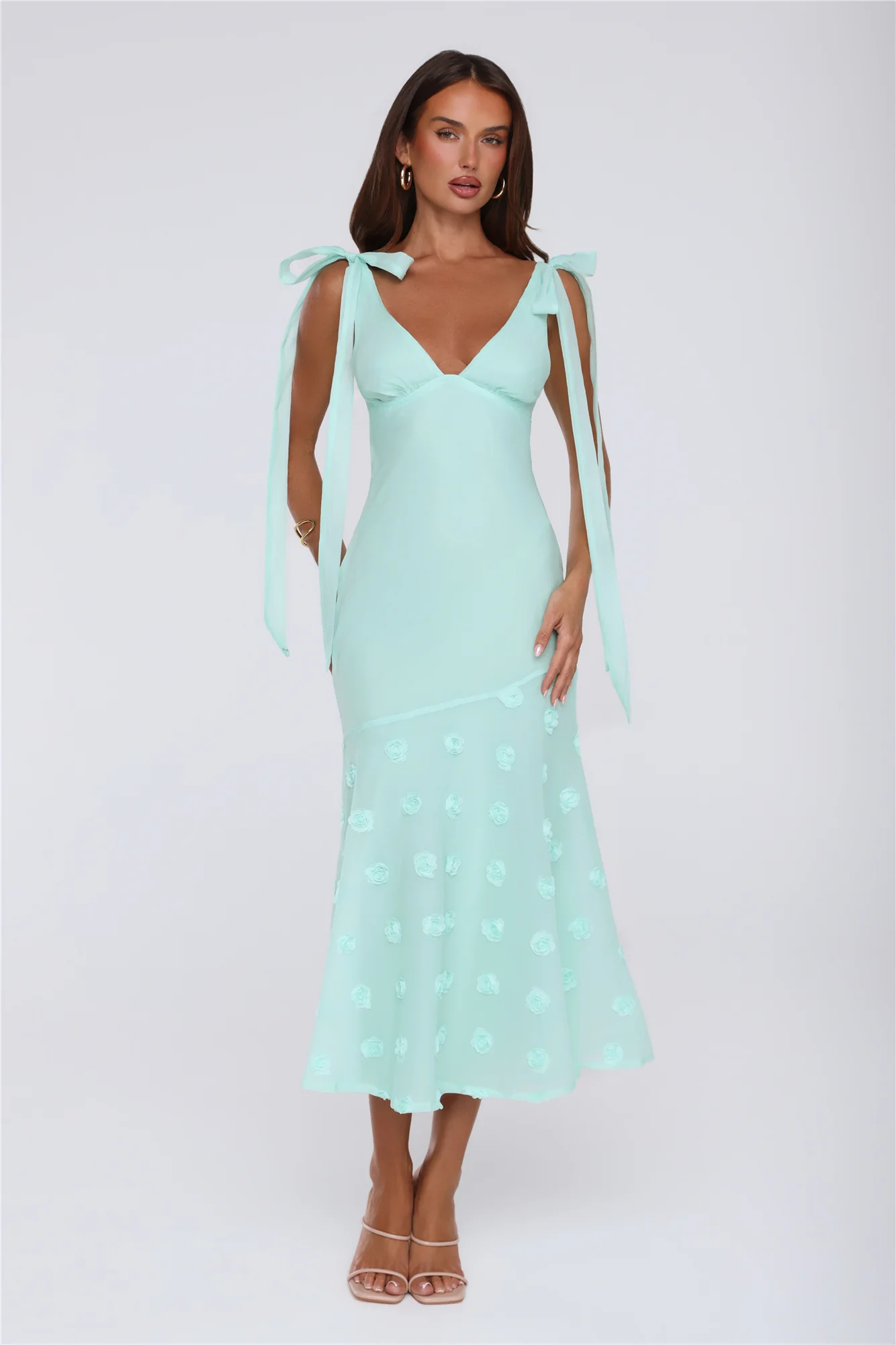Whispering Petals Maxi Dress Mint