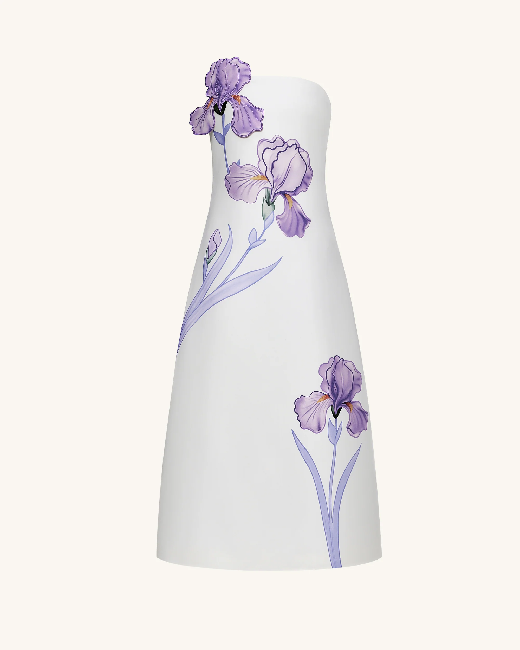 Iris Floral Print Strapless A-Line Maxi Dress - White - FASHION NOB