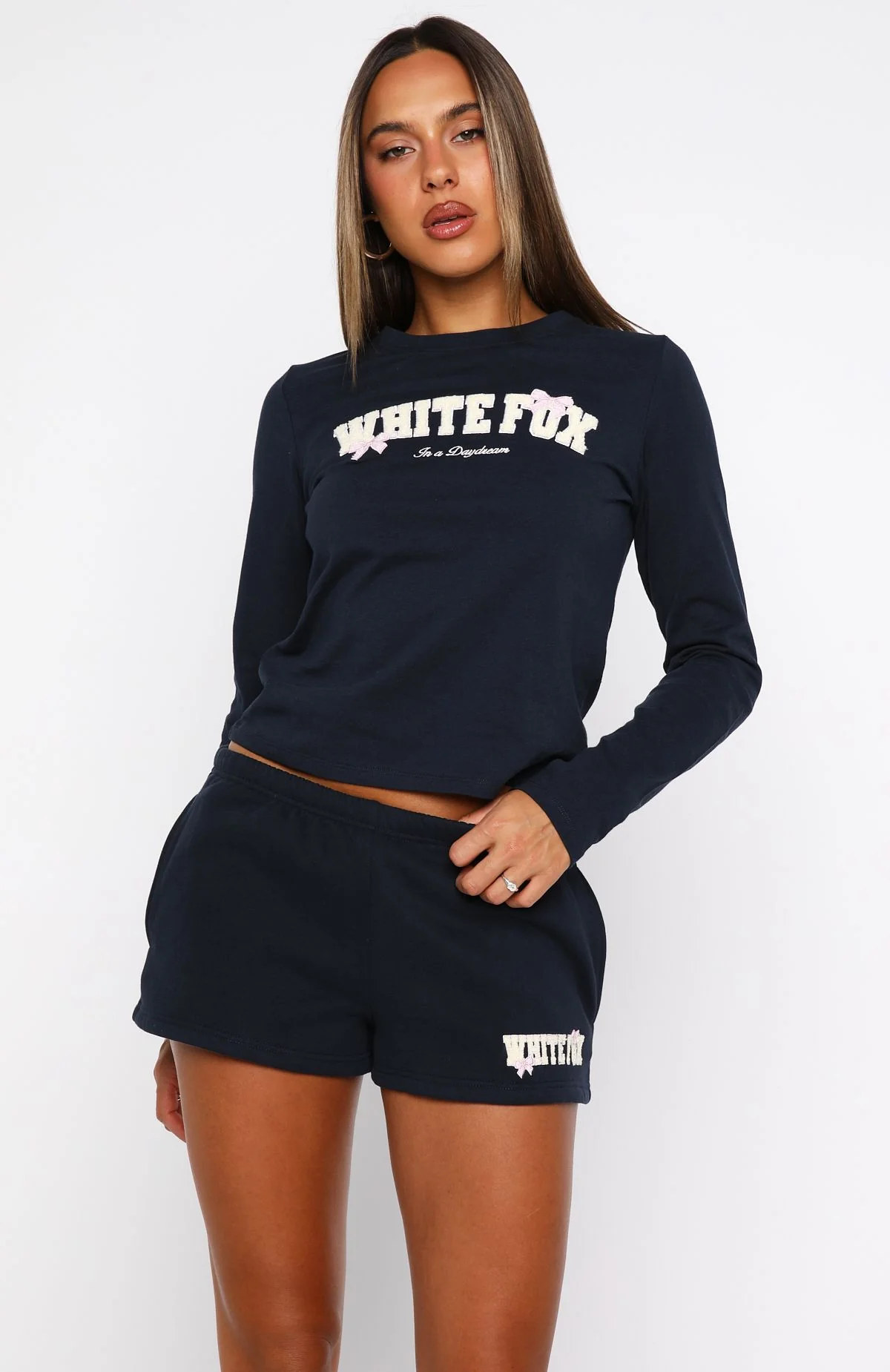 Daydreamers Madeline Long Sleeve Baby Tee Navy