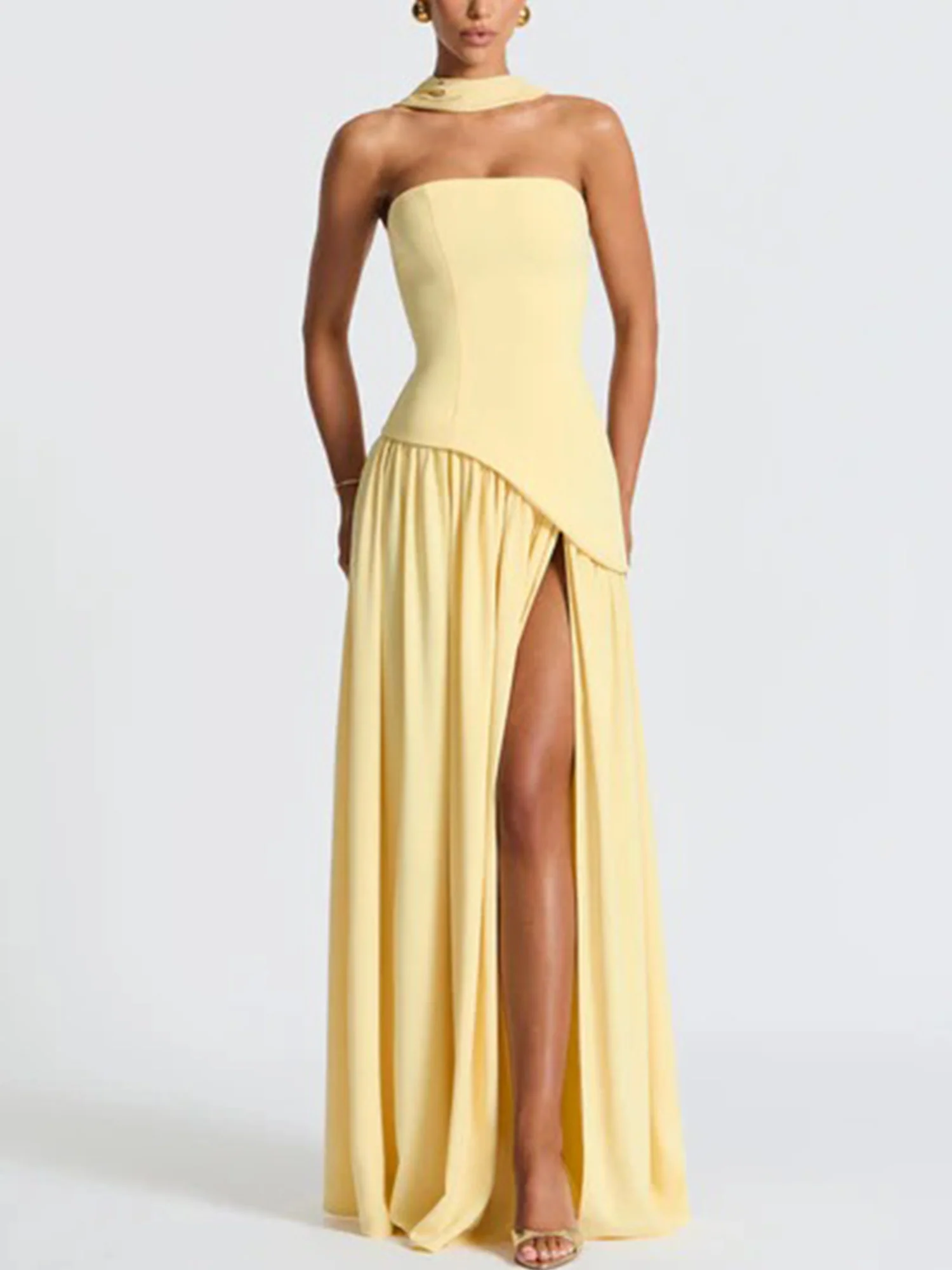 Slit Veil Maxi Dress