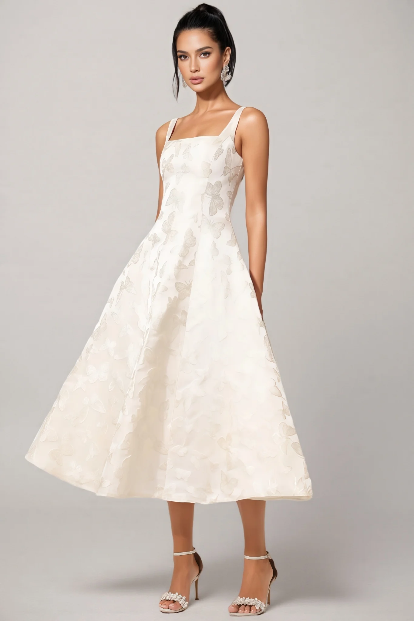 Perrine Halter Jacquard Midi Dress