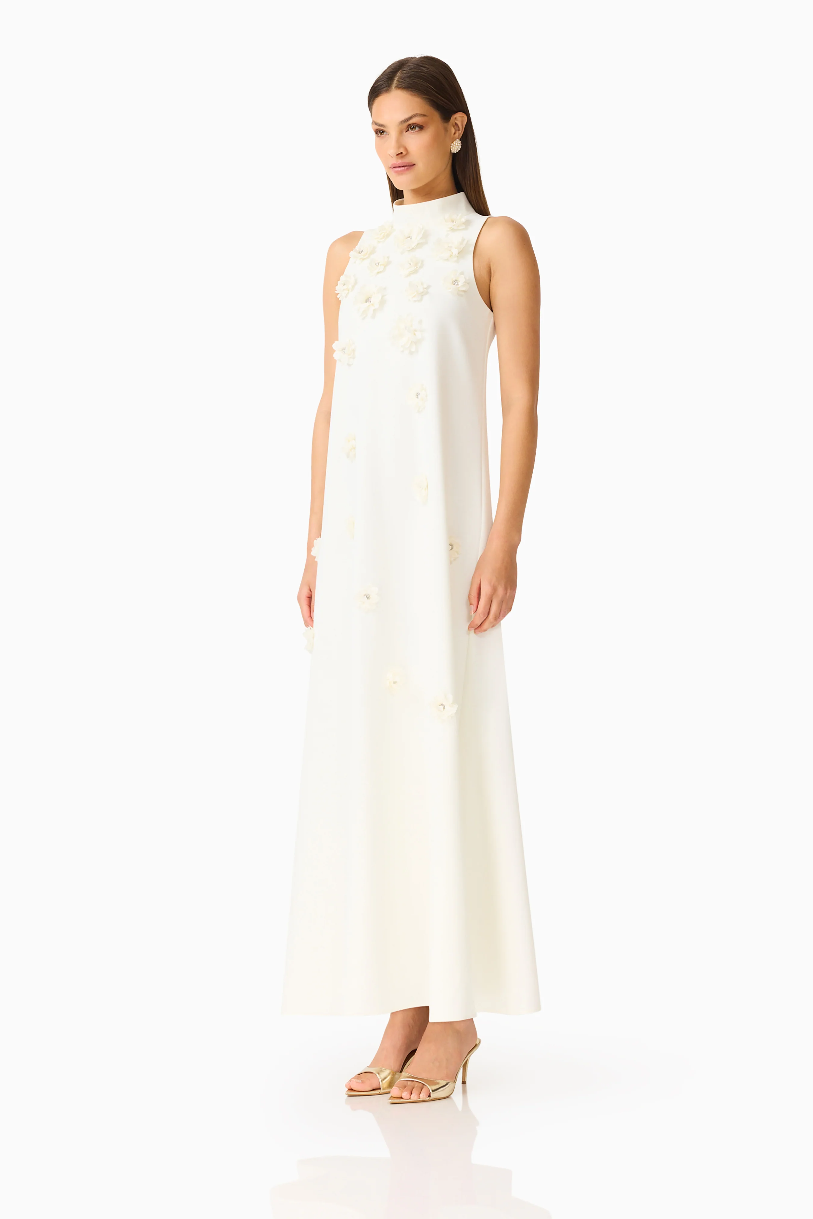 Solenne Halter Maxi Dress in White
