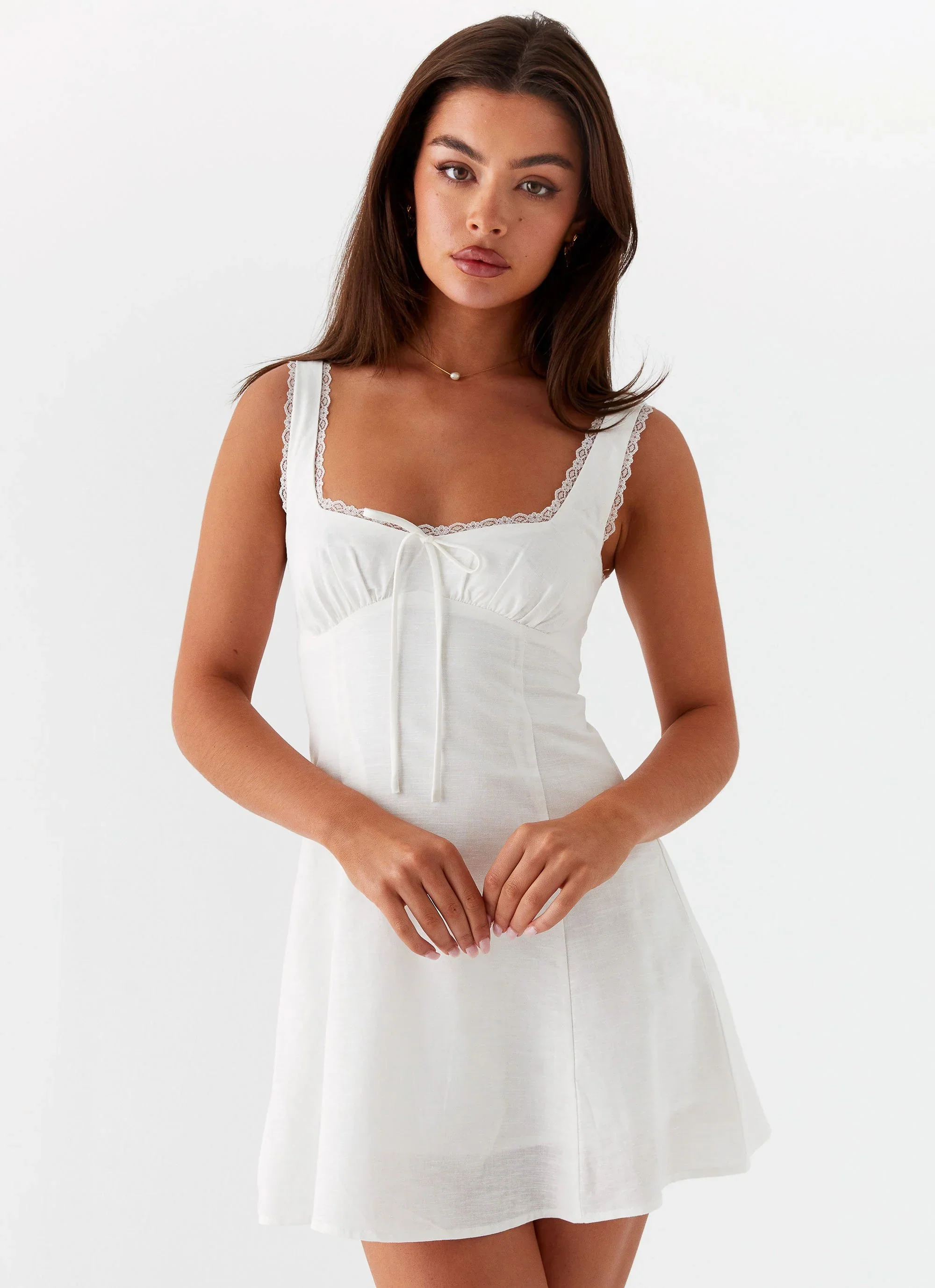 Rowena Mini Dress - White - luluinthesky