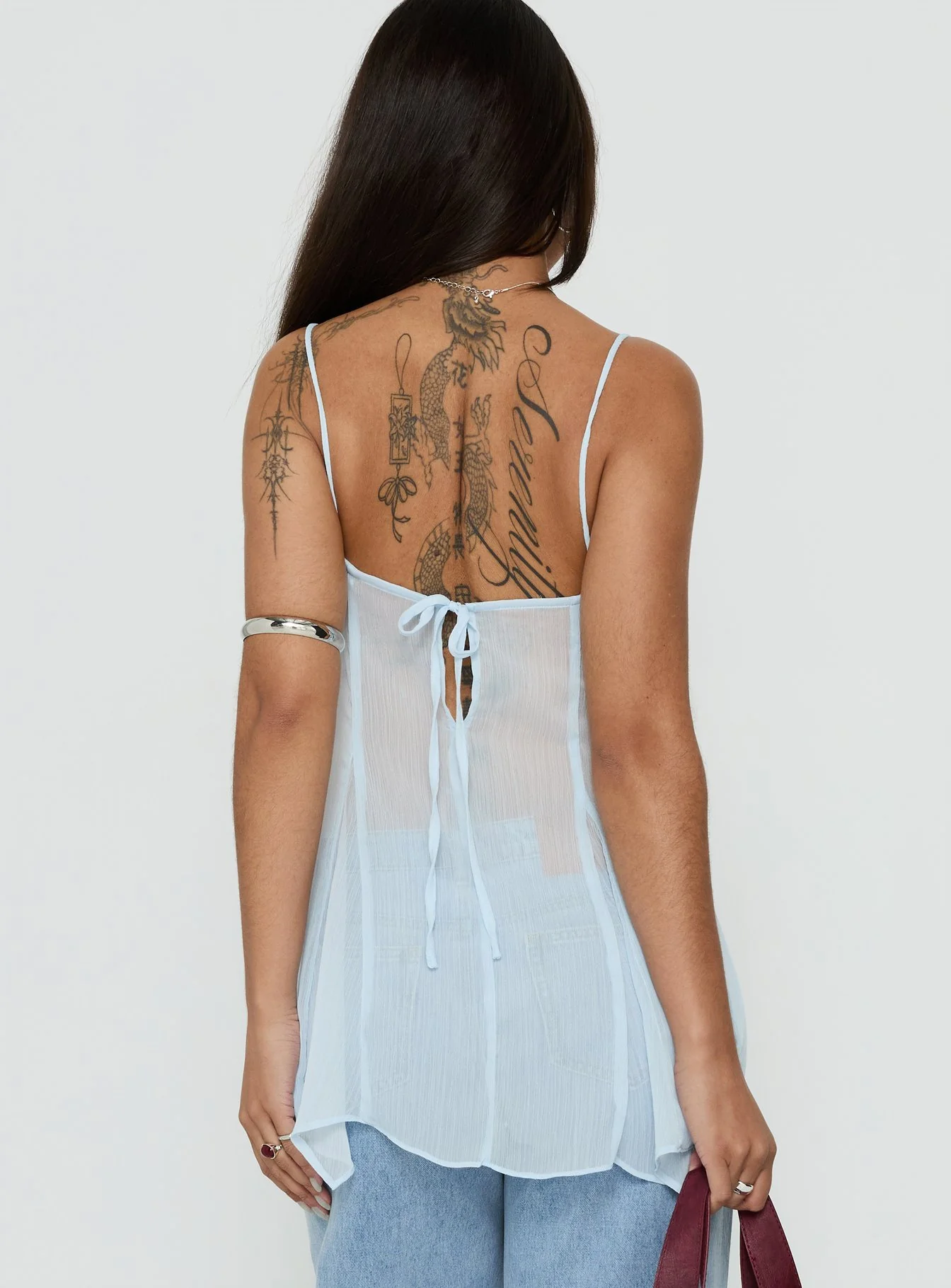 Fabriana Babydoll Sheer Top Blue