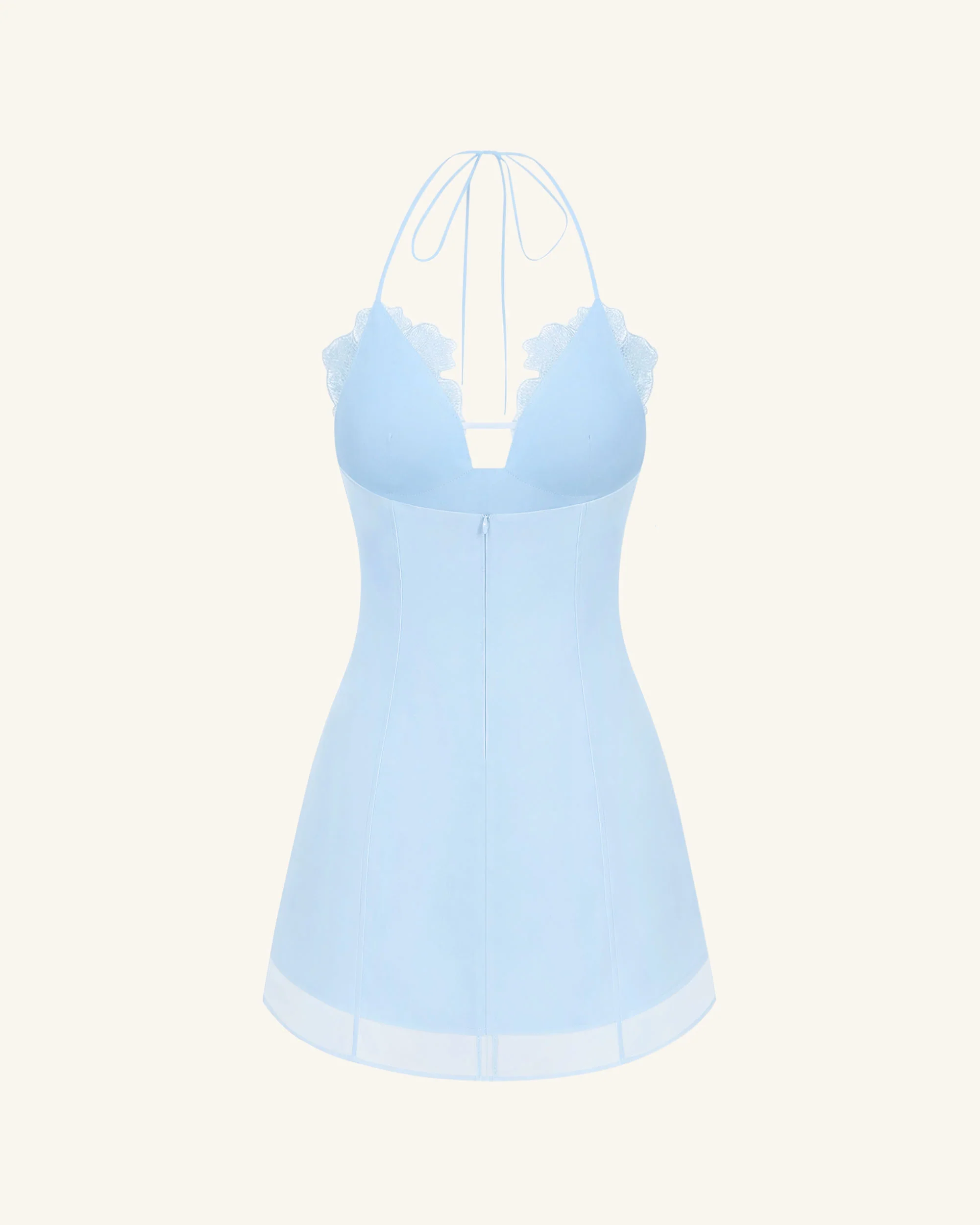 Flower Embroidered Mini Dress - Blue - FASHION NOB