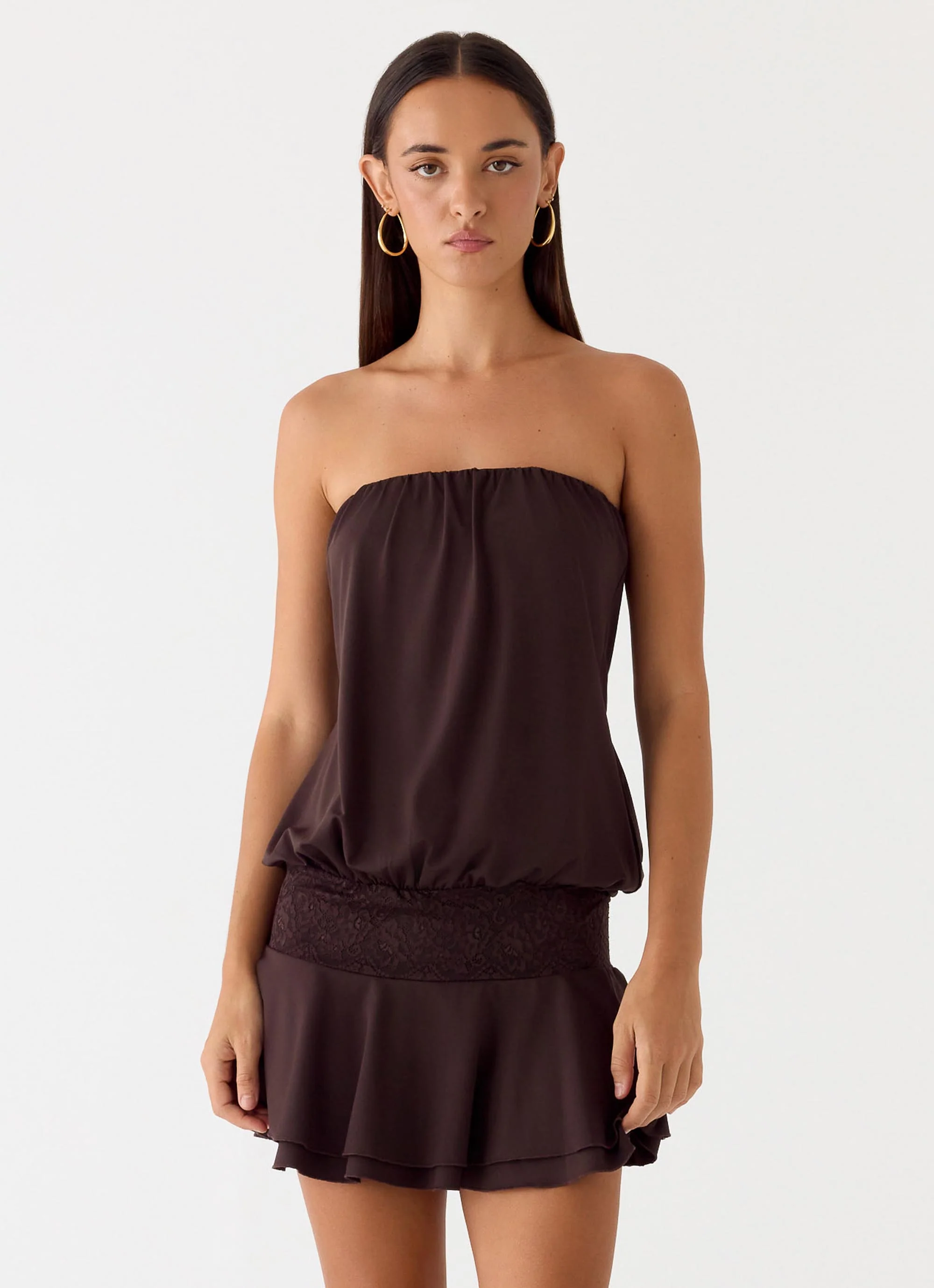Noreen Strapless Mini Dress - Chocolate Torte