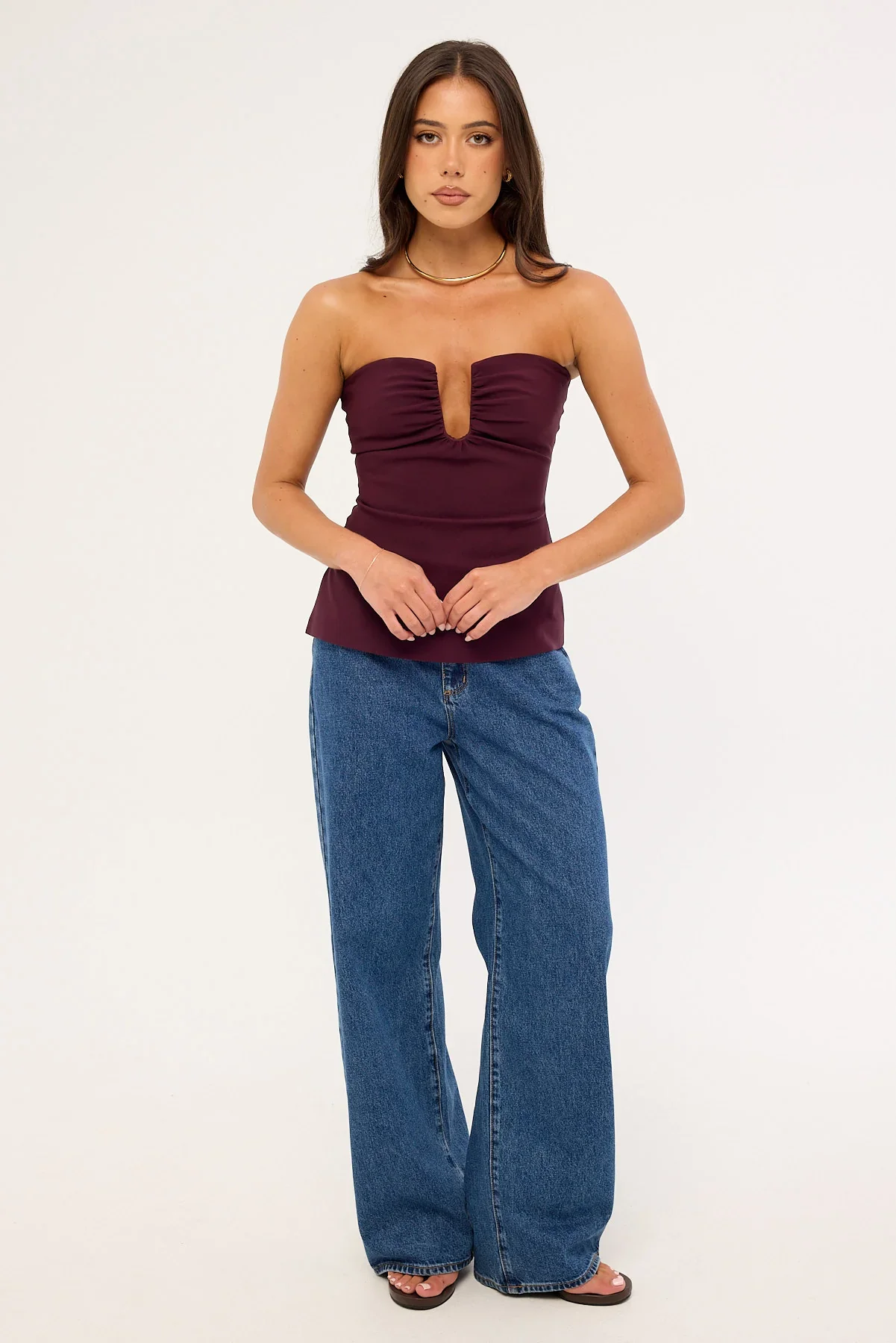 Perfect Stranger Alba Strapless Top Plum